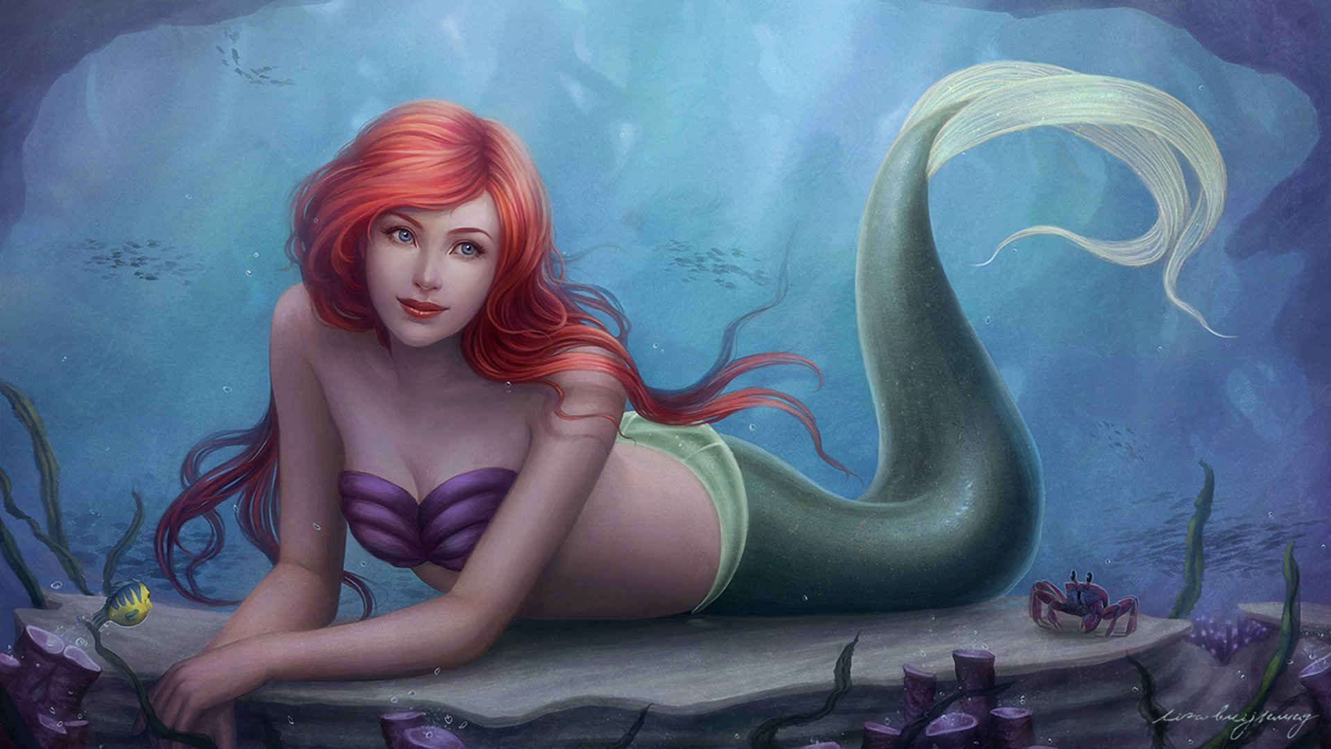 zolaida, Mermaid, Ariel, Girl, Art, Disney Wallpaper HD / Desktop and Mobile Background