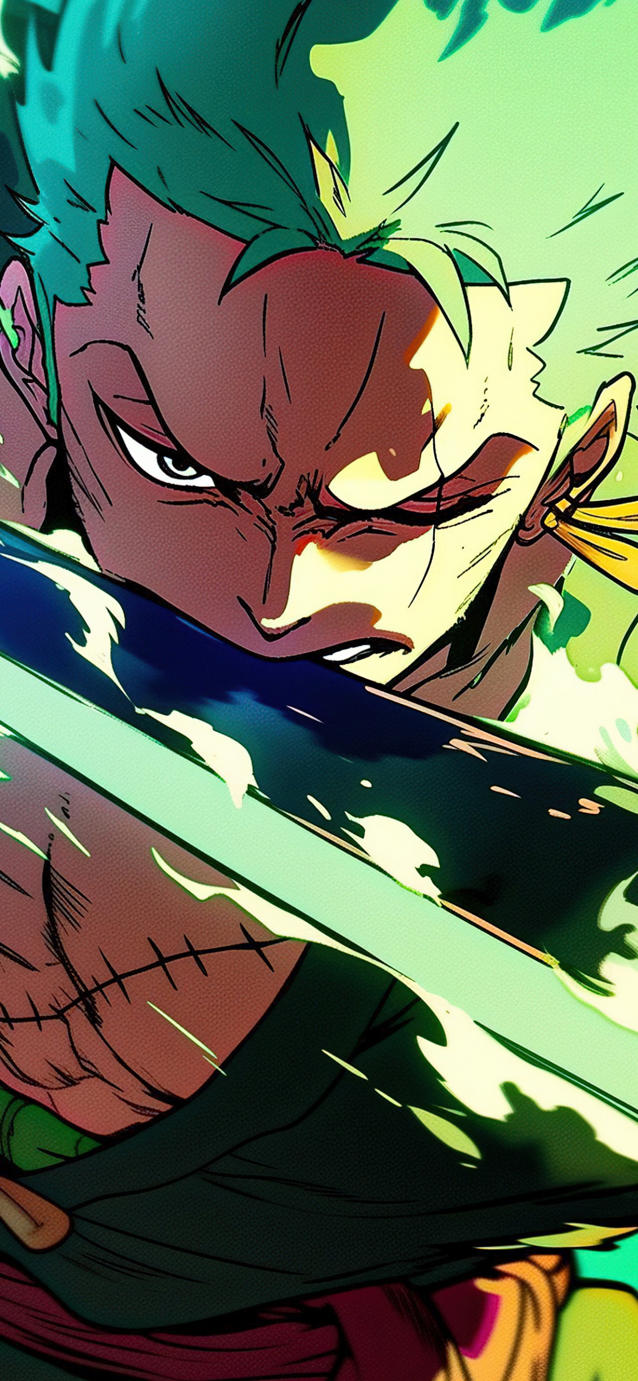 Roronoa Zoro Wallpaper 4K, Green, Artwork, Sword, 5K