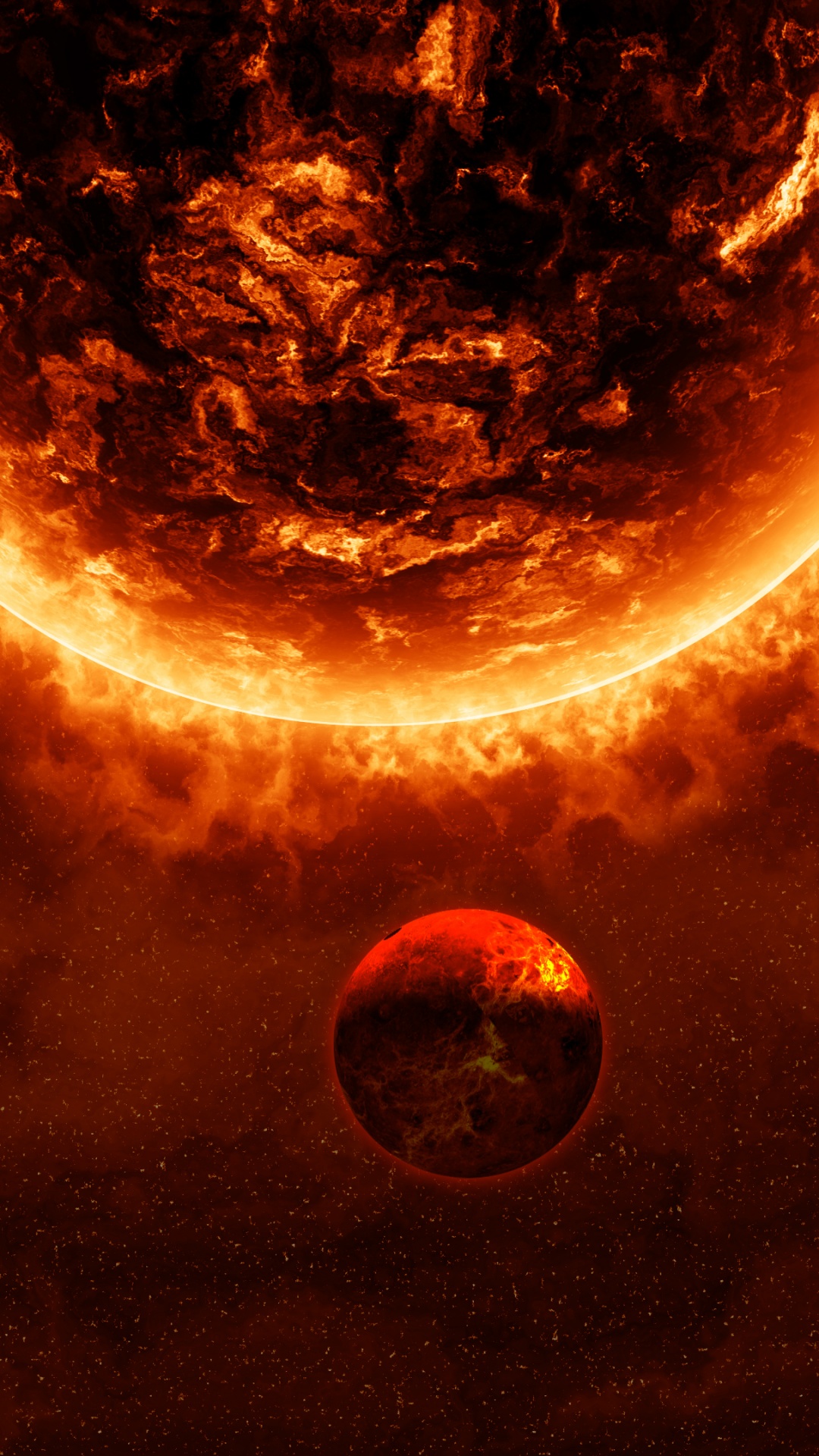 Burning Wallpaper 4K, Sun, Solar system, Planet