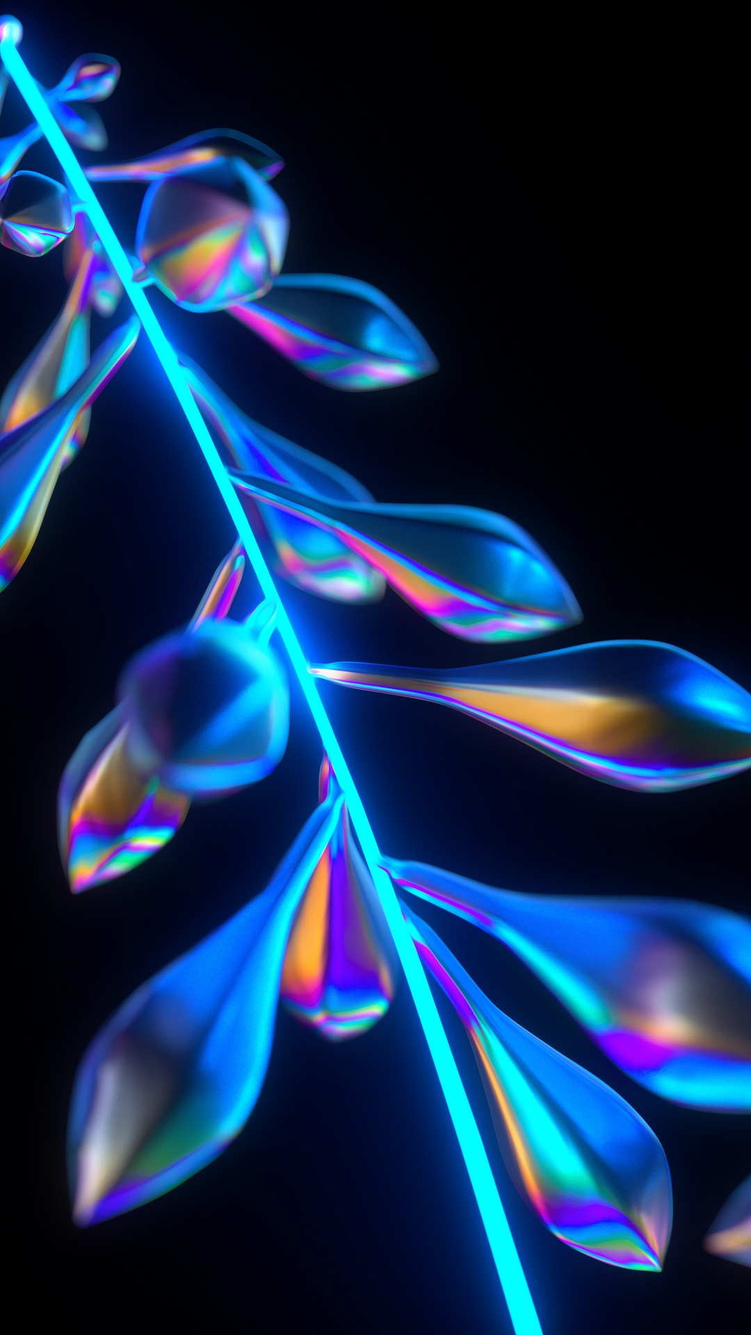 Neon Wallpaper 4K, Leaves, 3D, CGI, Cyberpunk