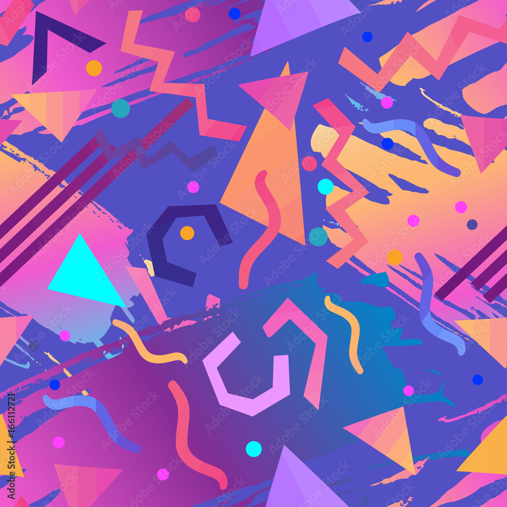 Retro vintage 80s or 90s fashion style abstract seamless pattern background. Good for textile fabric design, wrapping paper and website wallpaper. Stock Vector