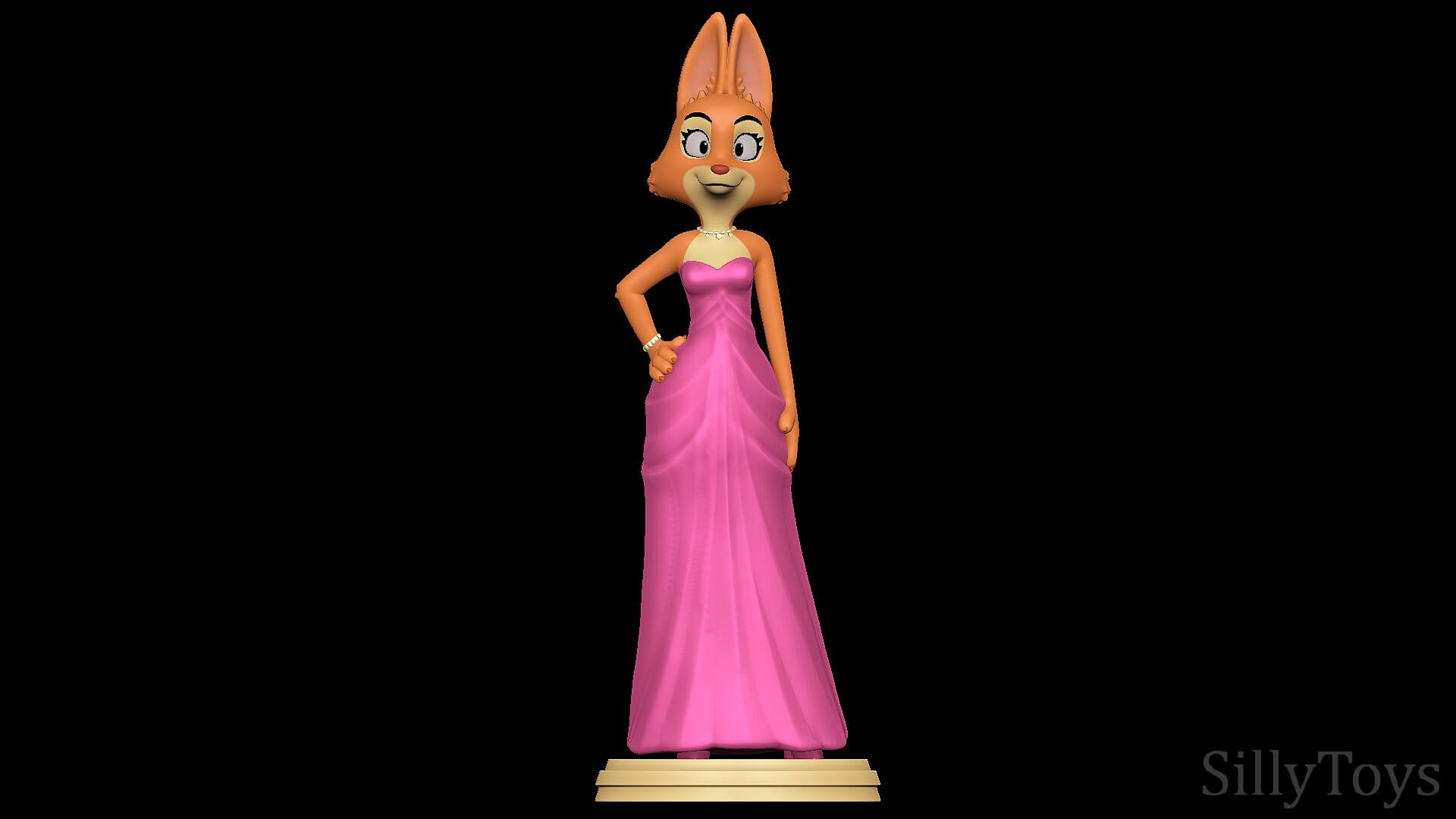 Diane Foxington in Pink Dress Bad Guys 3D Model