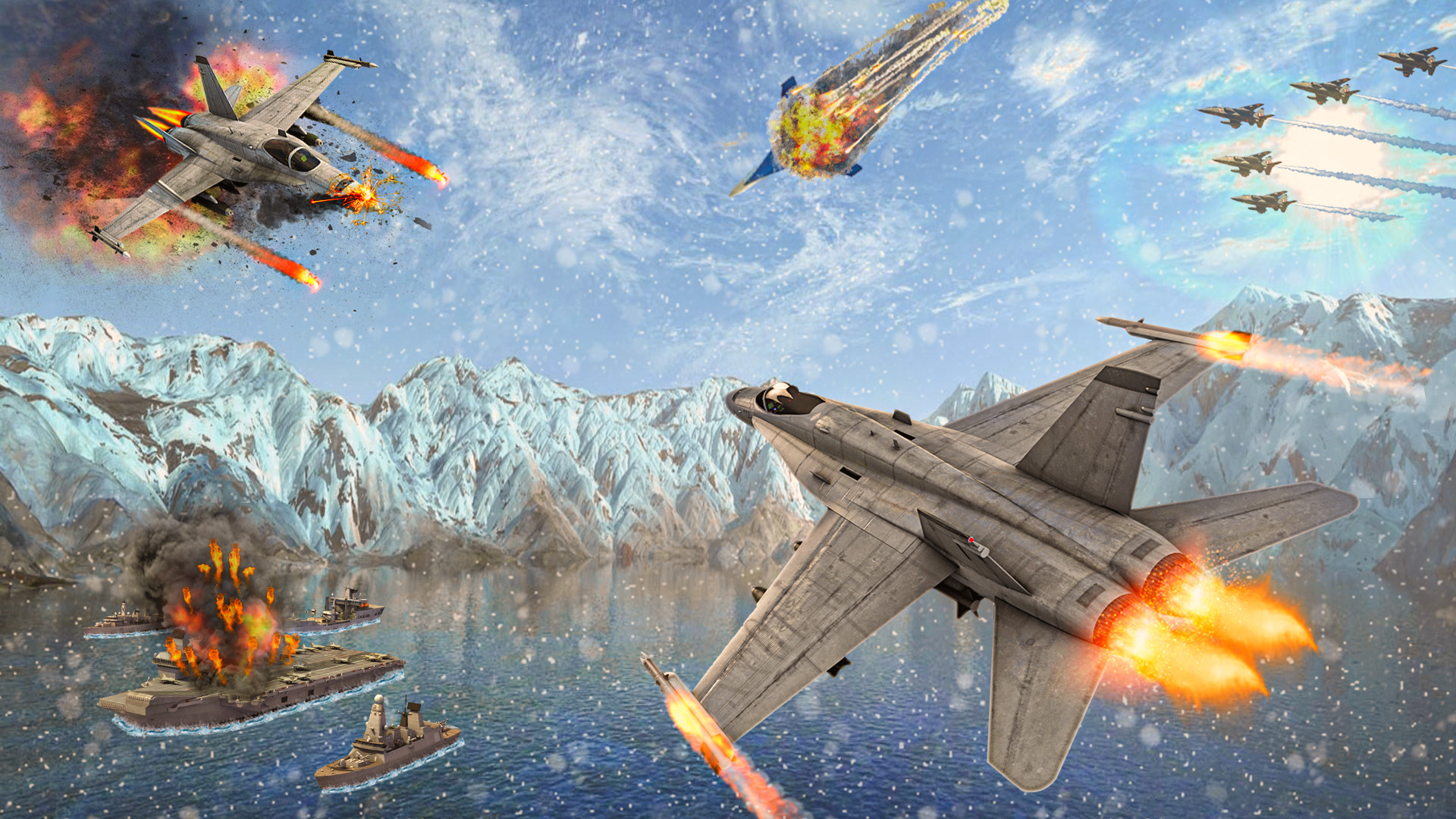 WW2 Naval Gunner Battle Air Strike- Airforce Sky Racing with Top Gun Maverick- Sky Jet Fighter Plane- Navy Pilot Warriors Combat Shooting Attack