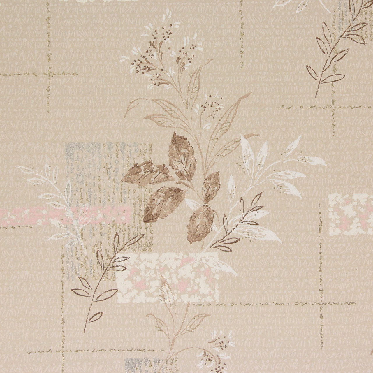 1950s Vintage Wallpaper Mid Century White Flower Tiles