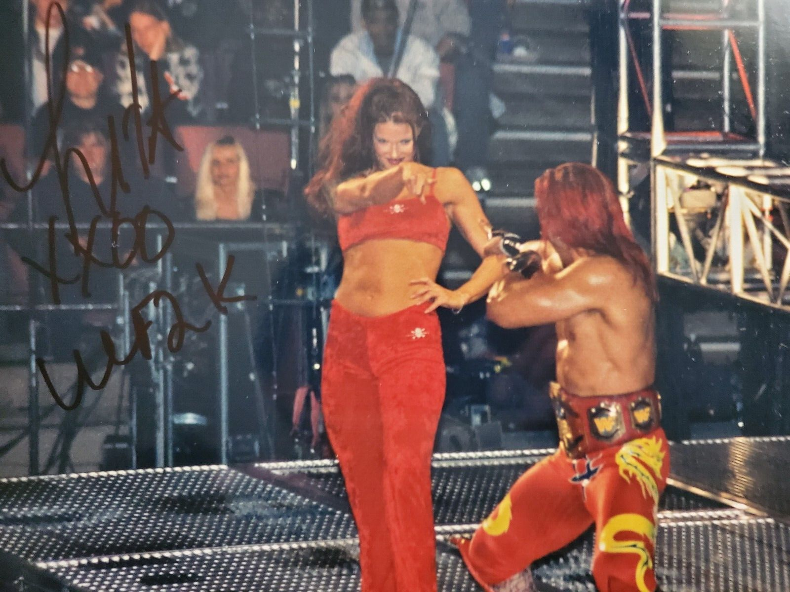 LITA (w Essa Rios) Signed AUTO 8x10 VTG VHTF 1 1 Photo WWE WWF Amy Dumas