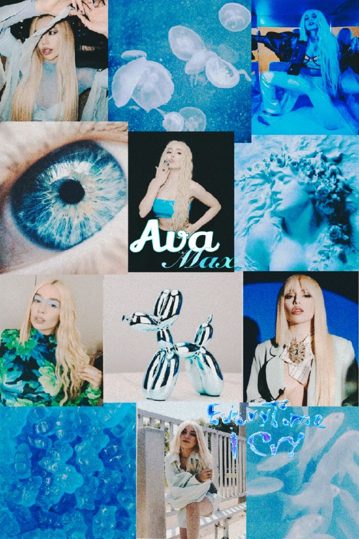 Wallpaper with Ava Max and in blue colour