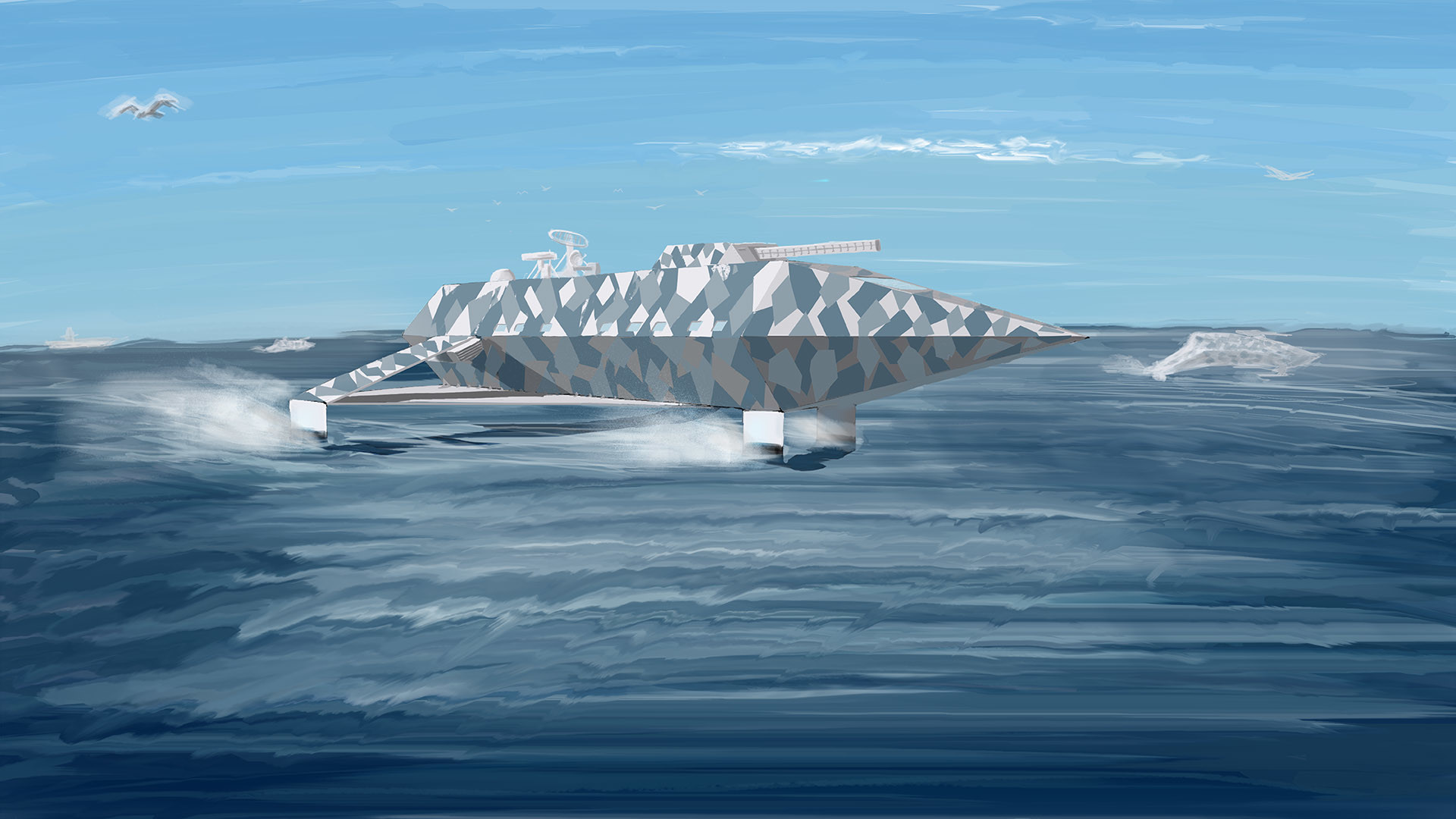 Hydrofoil patrol ship