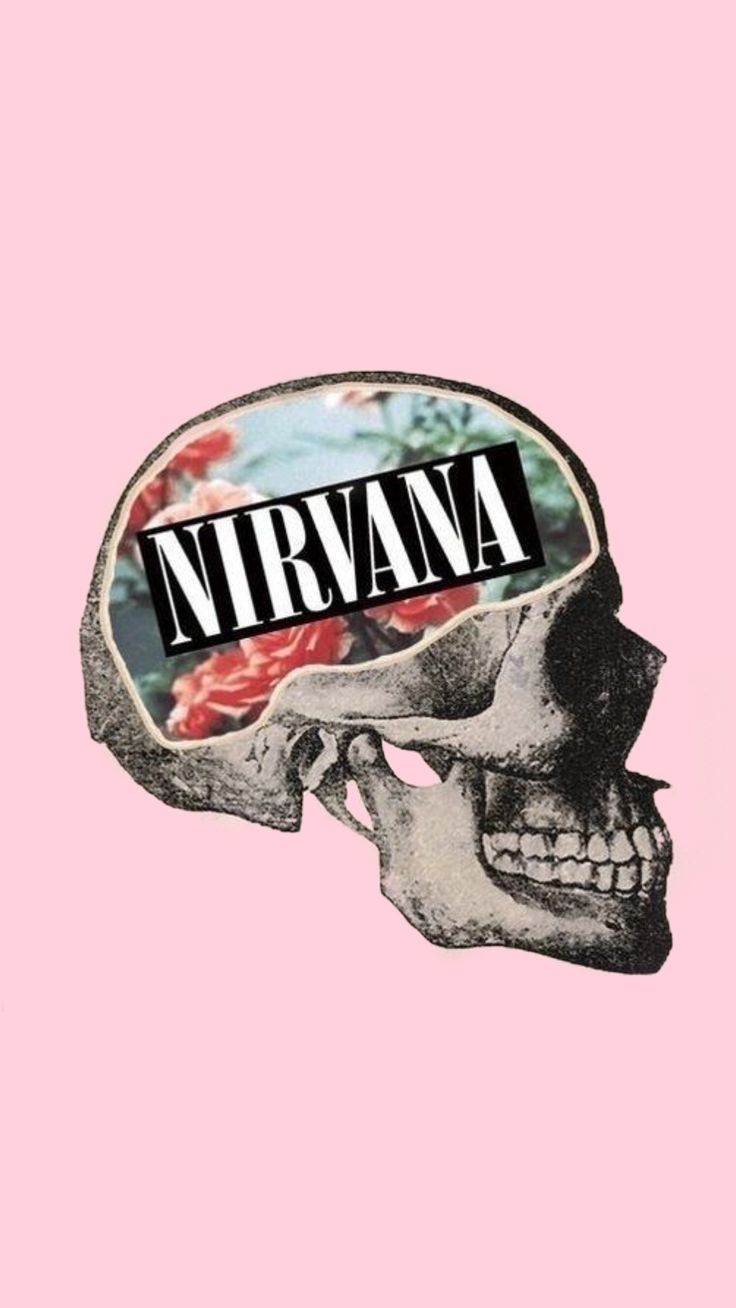 Skull Nirvana iphone wallpaper pastel pink