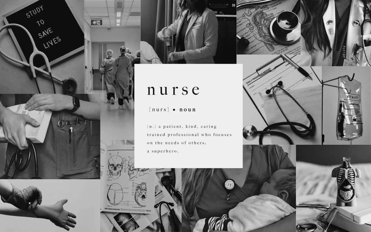 Download Nurse Collage Aesthetic Blackand White Wallpaper
