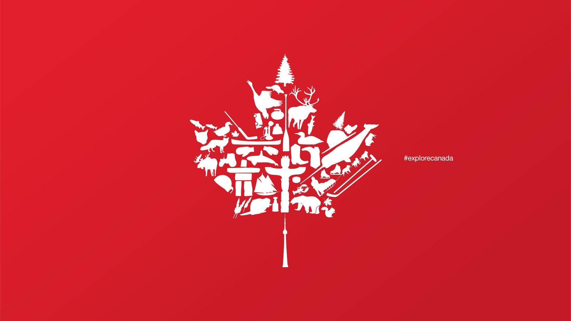 Download Canada Day Red Themed Logo Wallpaper