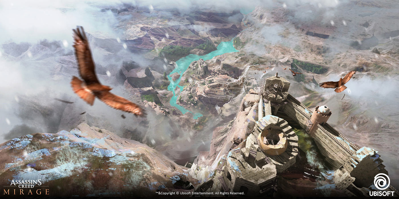 Alamut Aerial Concept Art's Creed Mirage Art Gallery