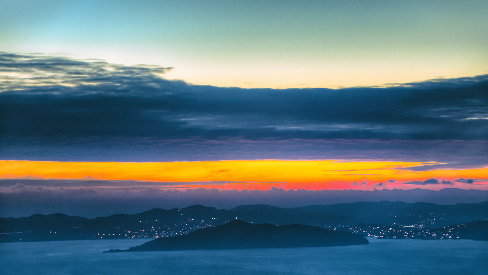 Angel Island Silhouette. Angel Island viewed from Grizzly P