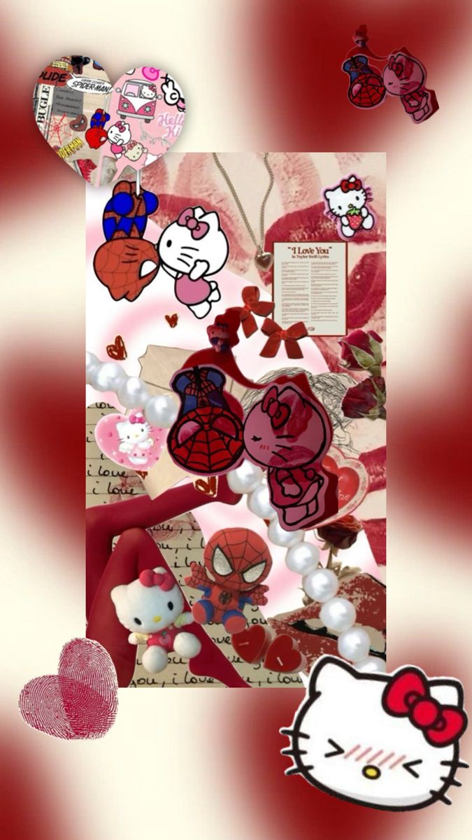 hello kitty and spider man. Hello kitty iphone wallpaper, Walpaper hello kitty, Hello kitty videos