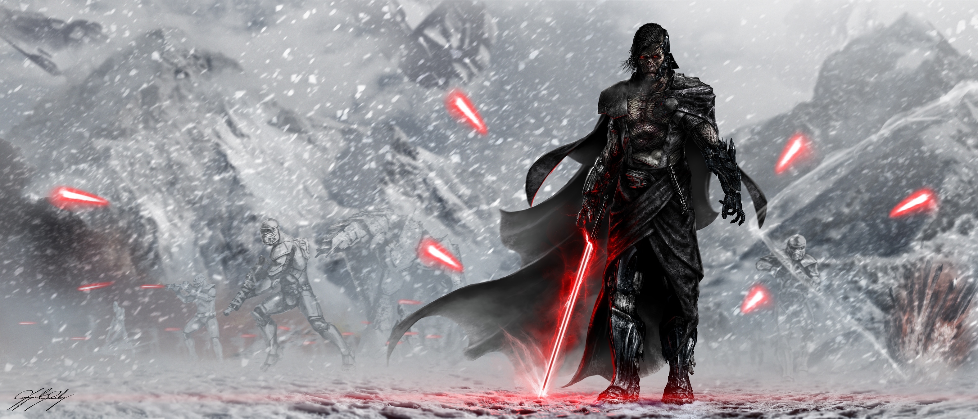 Darth Vader in Snowfall: Epic HD Wallpaper of the Sith by Çağlayan Kaya Göksoy