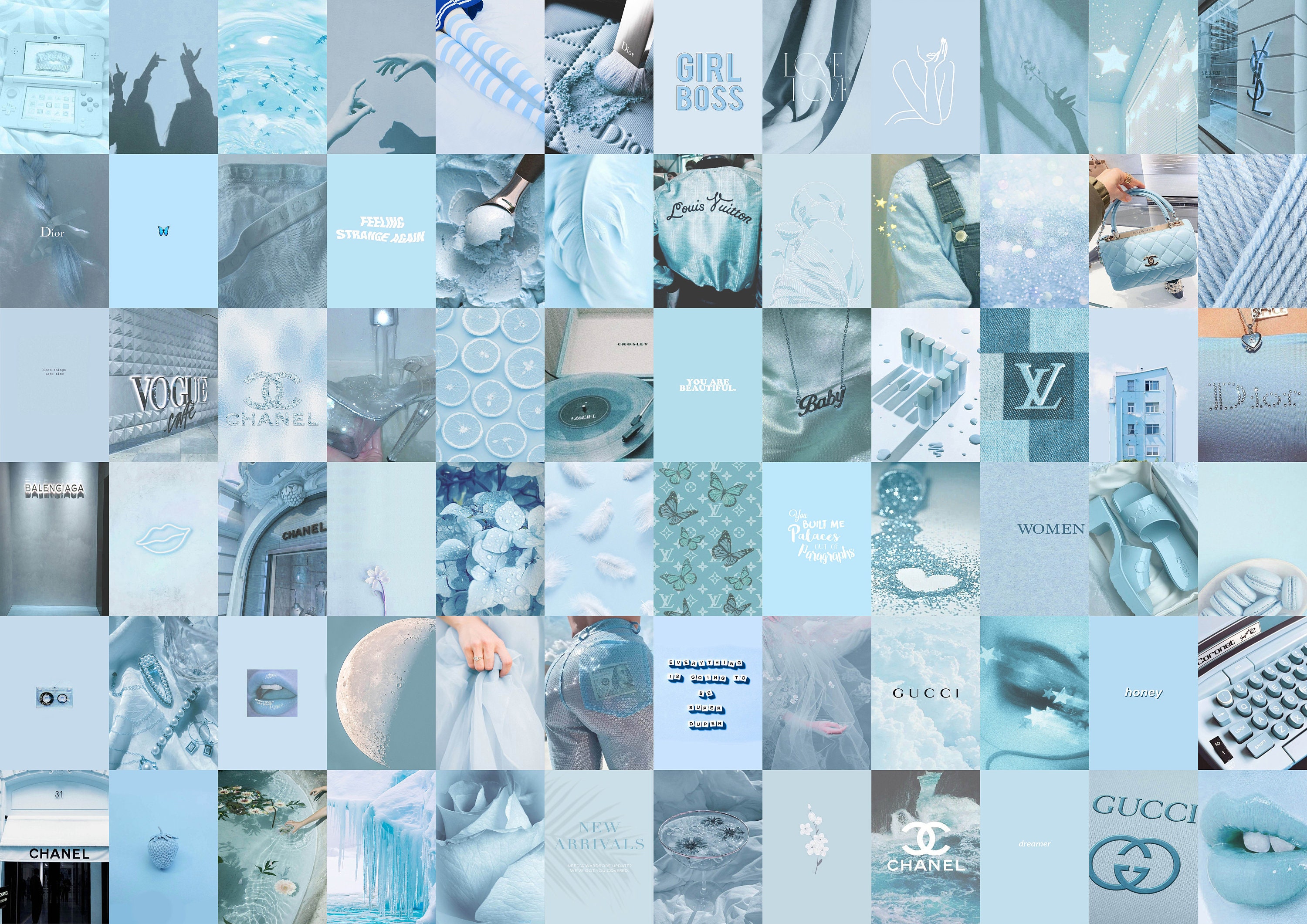 Light Blue Aesthetic Photo Collage. Baby Blue Wall Collage Kit. Ocean Blue Room Decor ( DIGITAL DOWNLOAD ) PCS