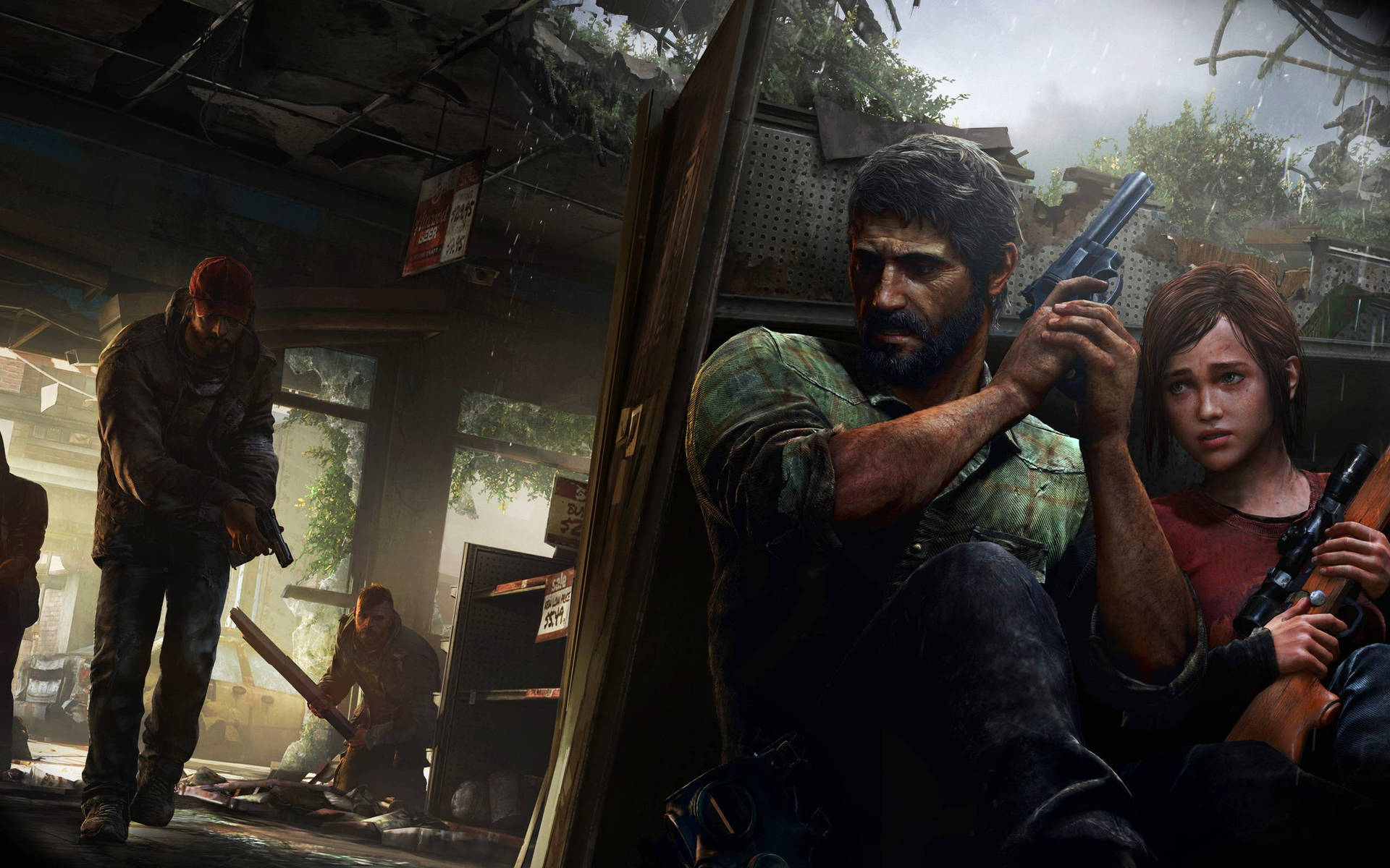 Download Taking cover against an unknown enemy in The Last Of Us Wallpaper