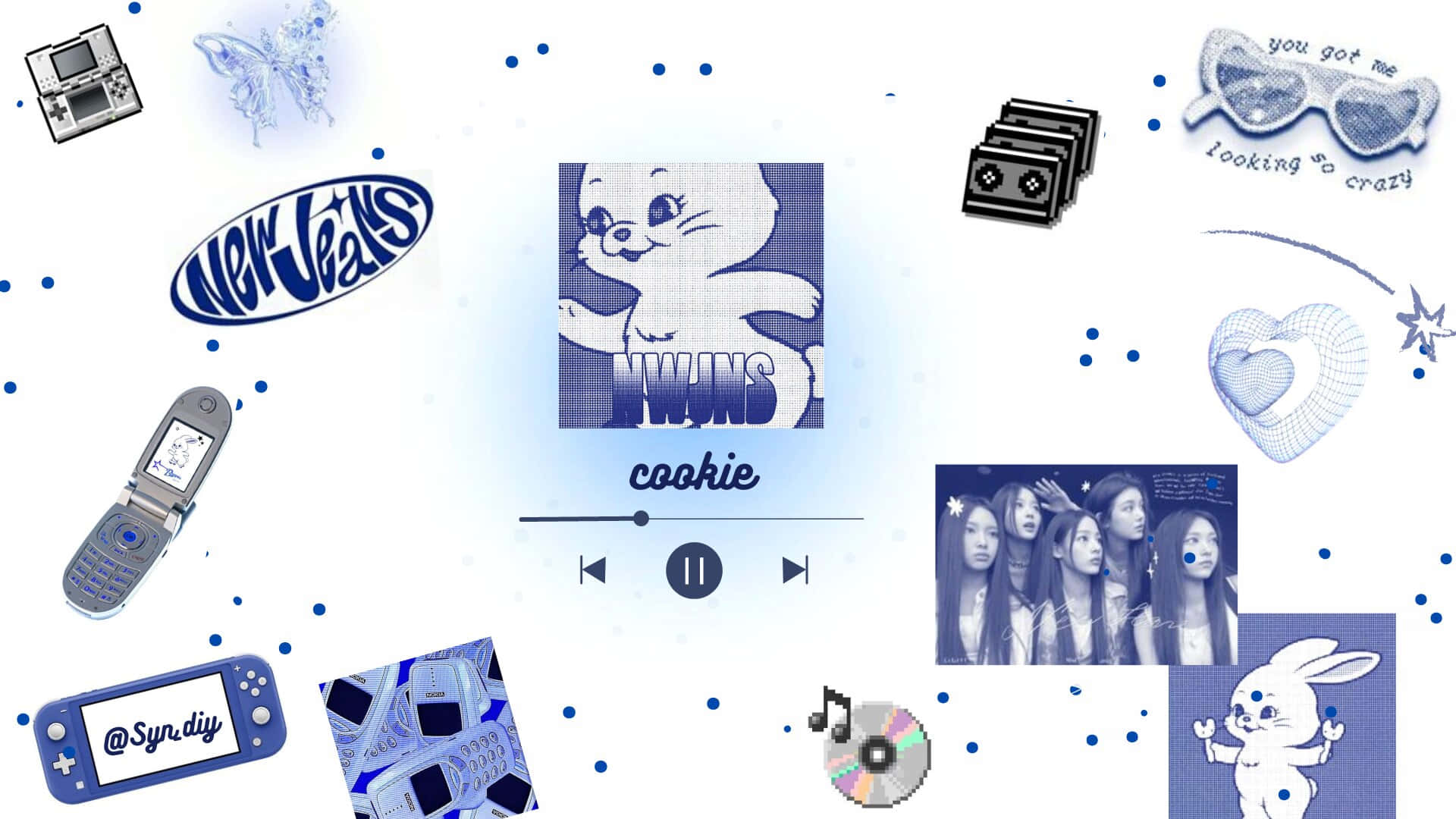 Download New Jeans Blue Aesthetic Collage Wallpaper