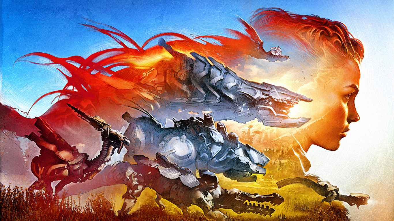 Picture robots warrior Horizon: Zero Dawn, Aloy Fantasy 1366x768