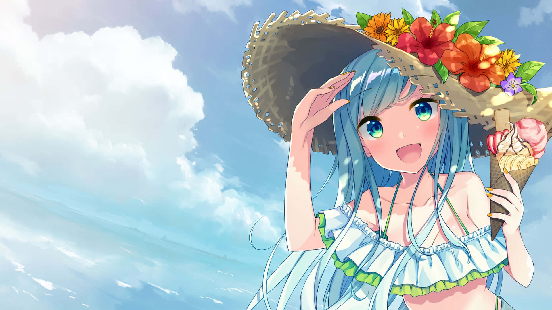Download Anime Girl Summer Vibes Wallpaper