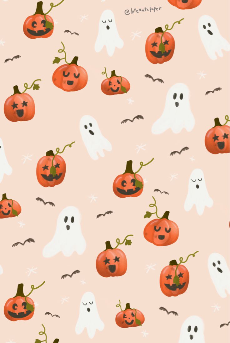 Halloween Phone Wallpaper saver cute quirky pumpkins ghosts bats