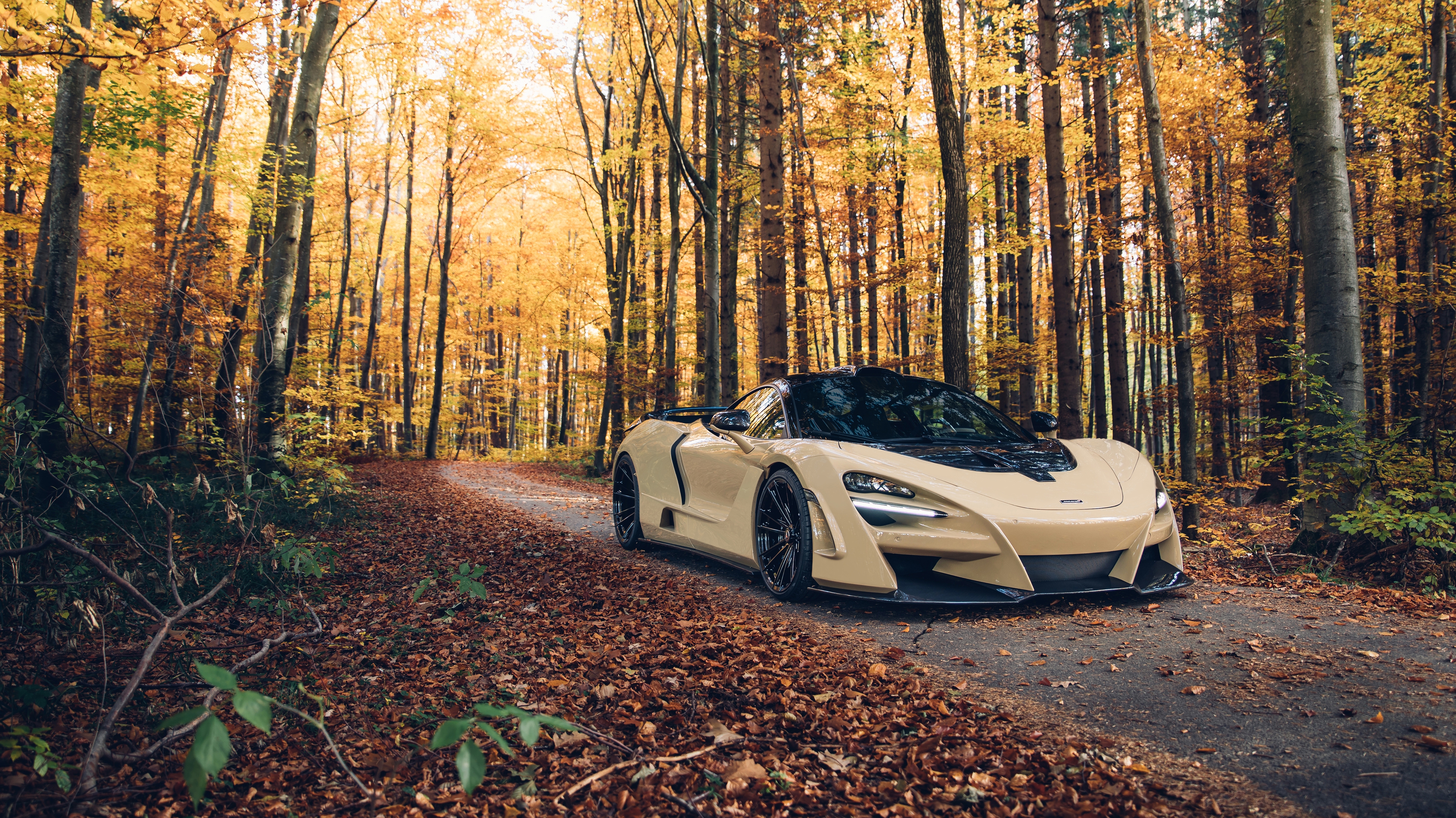 Beige Mclaren 720s N Largo In An Autumn Forest During A Leaf Fall · 1920x640 Обложка профеля Вконтакте Free Photo From Uaha And Wallpaper