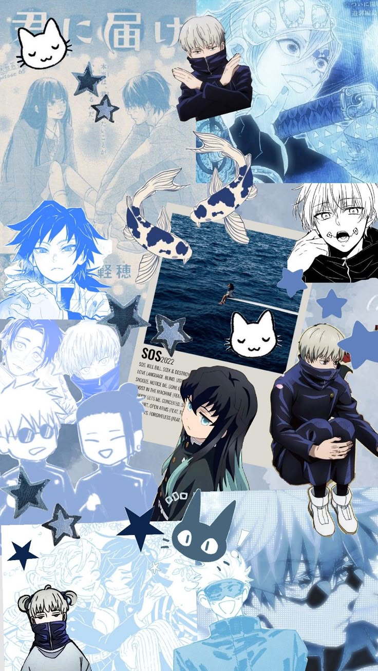blue wallpaper, anime