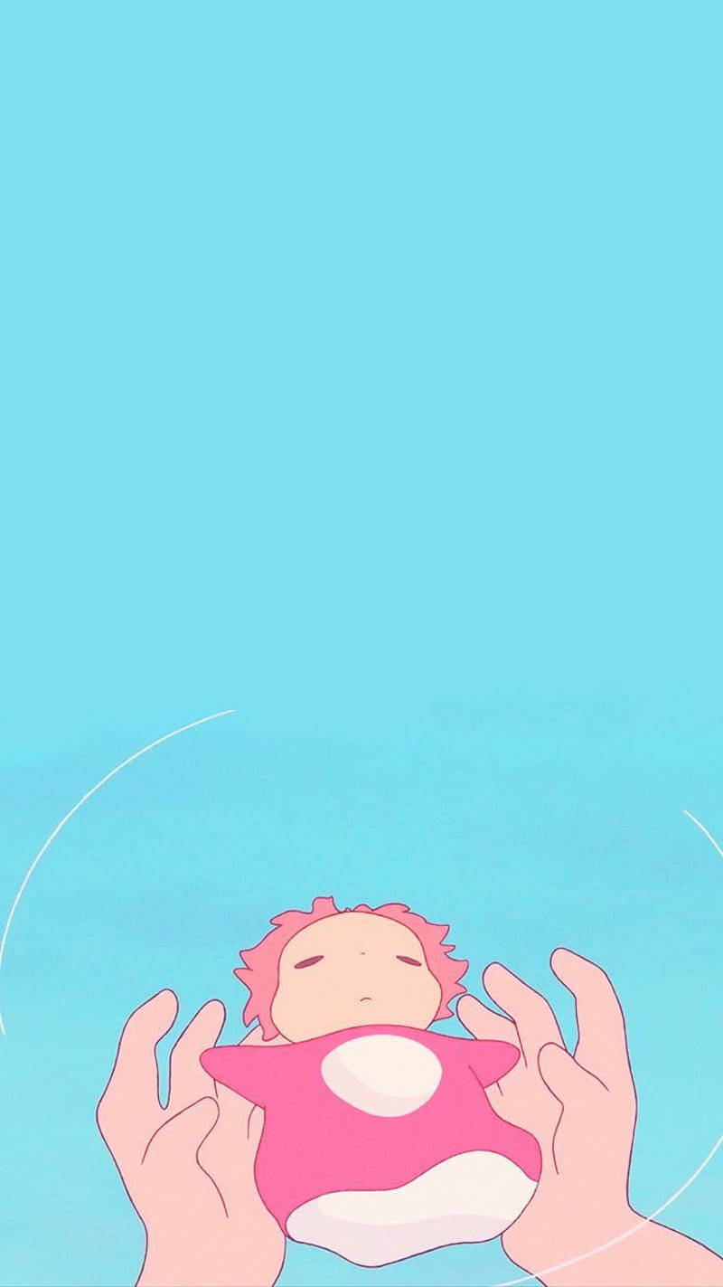 Download Baby Ponyo Light Blue Background Wallpaper