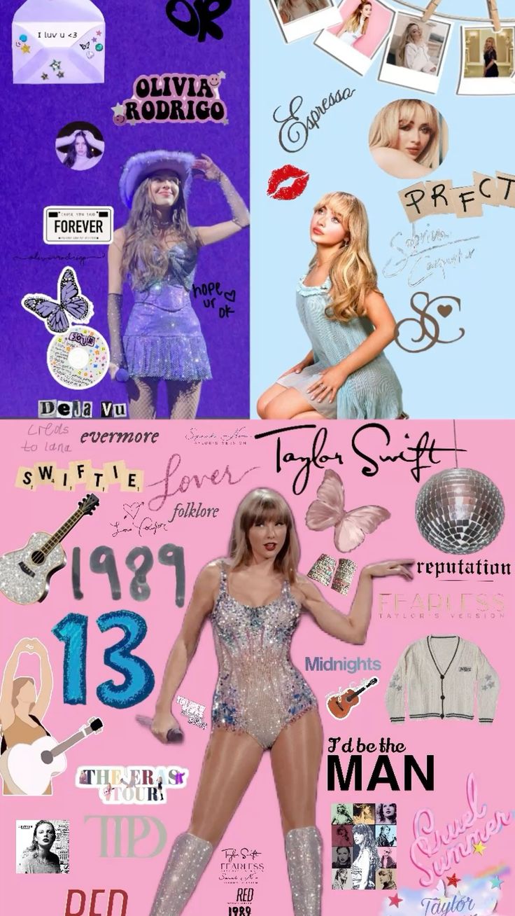 sabrina carpenter, olivia rodrigo and taylor swift wallpaper