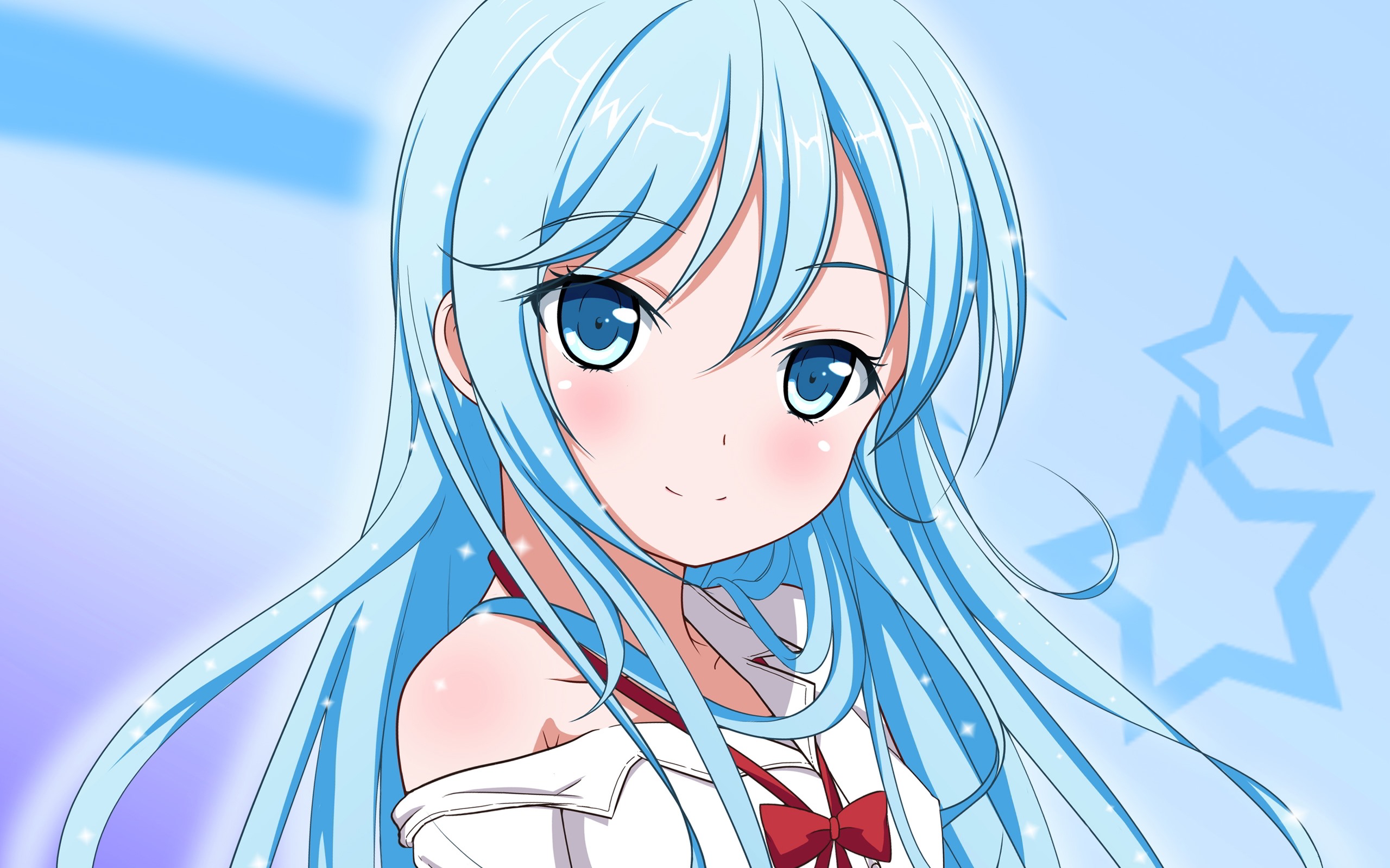 Wallpaper Blue hair anime girl, stars 2560x1600 Picture, Image