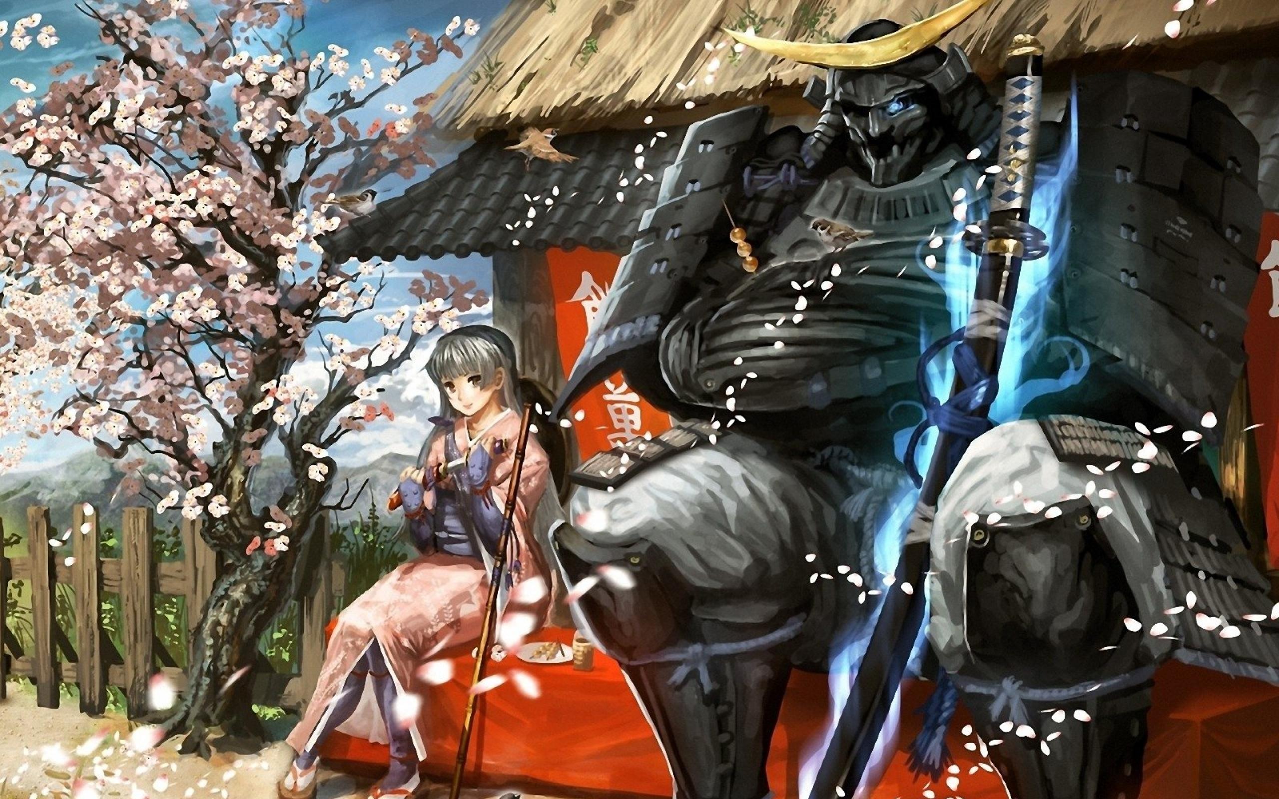 Samurai Anime Design HD Wallpaper