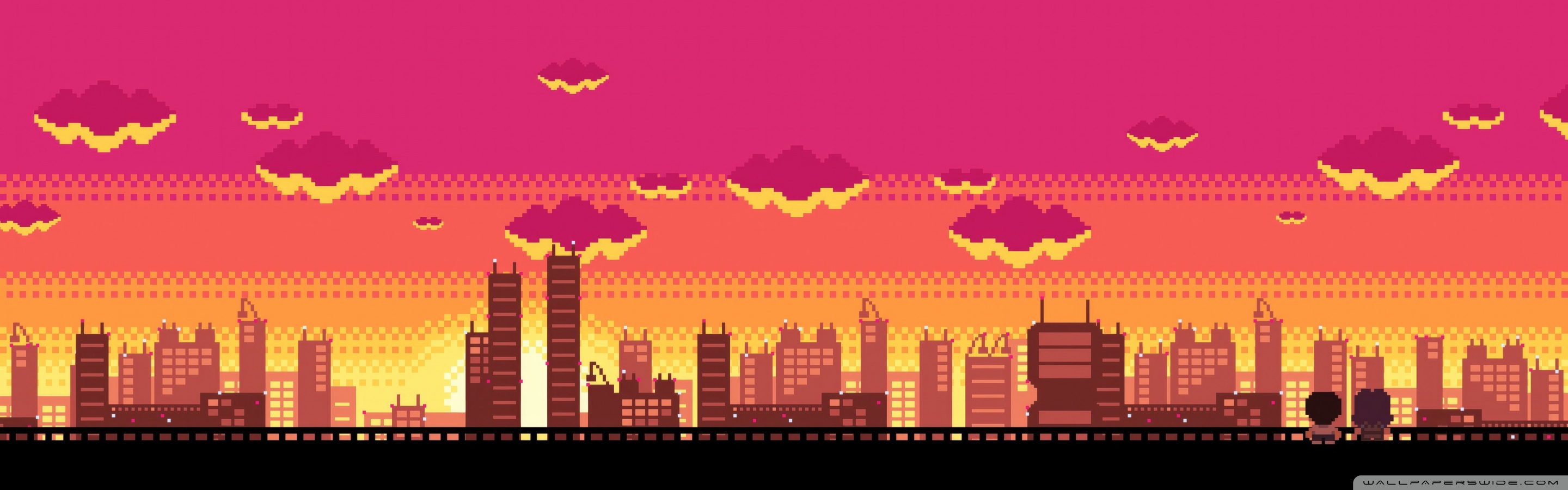 Pink City Pixel Art 4K UHD Wallpaper for UltraHD Desktop and TV, Widescreen and UltraWide Display, Dual Monitor, Smartphone and Tablet Devices
