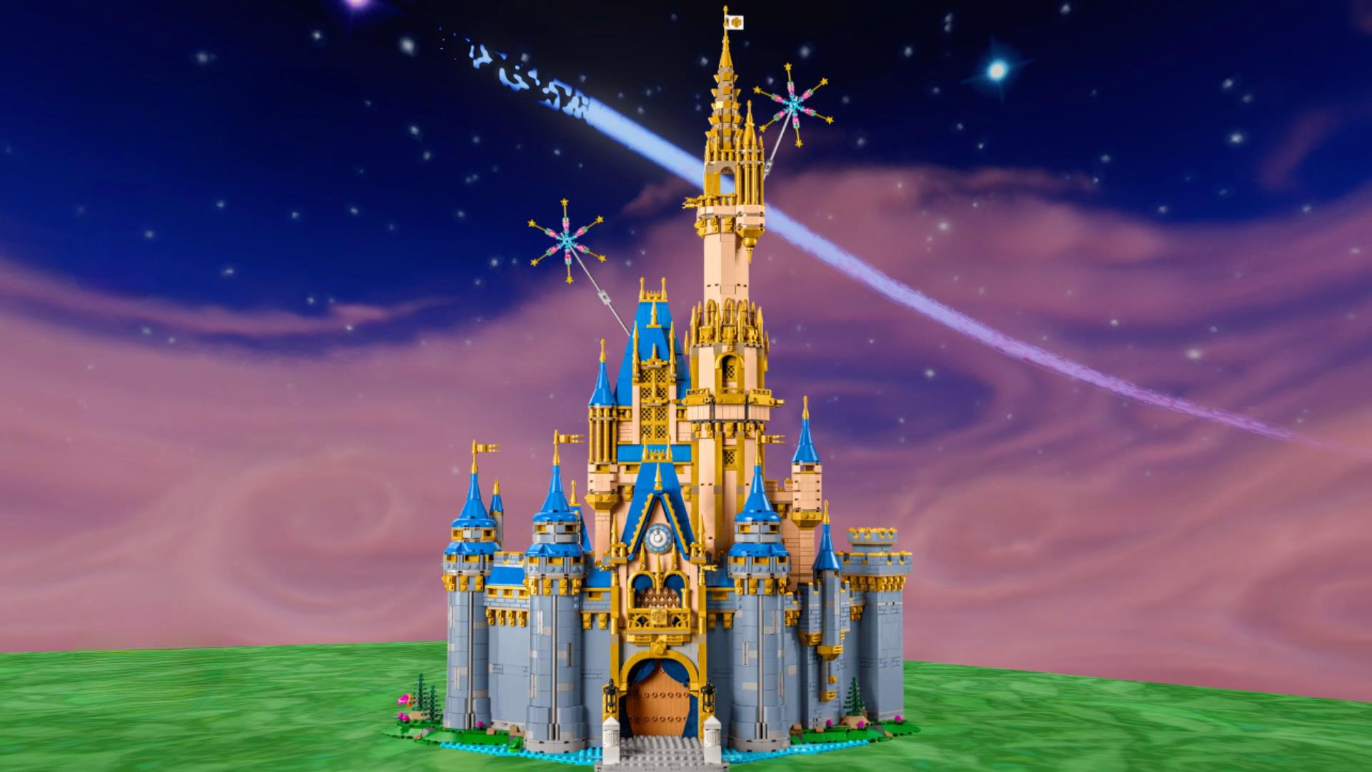 LEGO The Disney Castle and LEGO Disney Castle, with a Disney Infinity Skybox Background