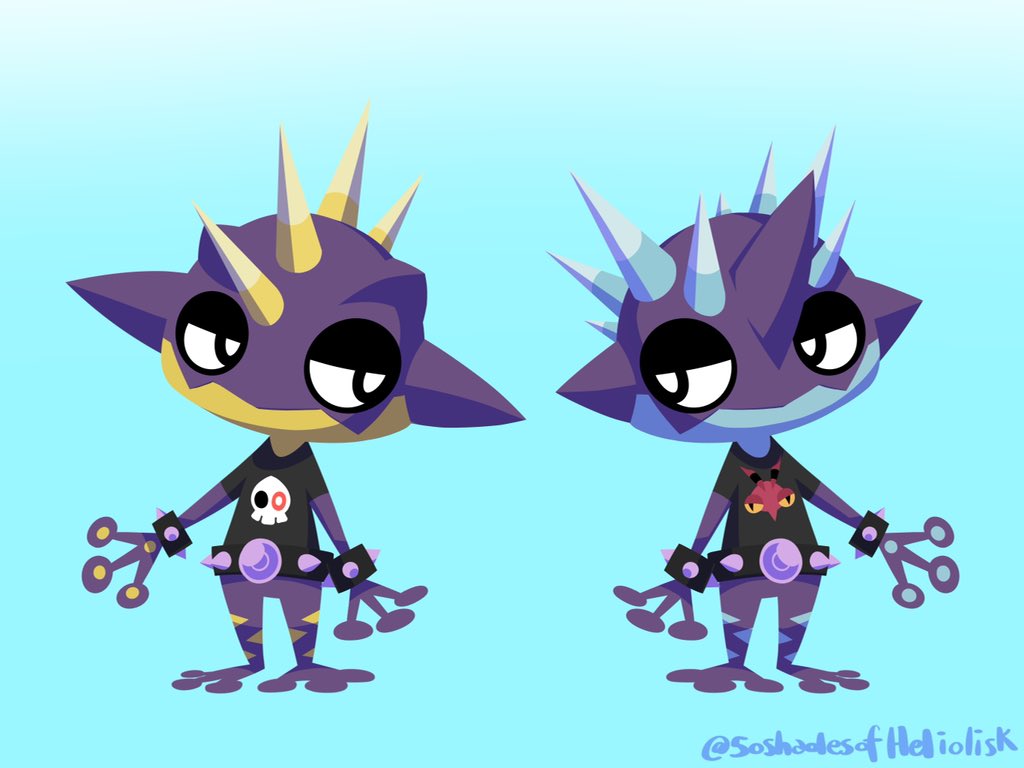 Helio✨(COMMISSIONS OPEN)'m going full Toxtricity these days ⚡️⚡️⚡️ I really like the concept of turning Pokémon into Animal Crossing villagers. Would you like to see more of these? #nintendo #