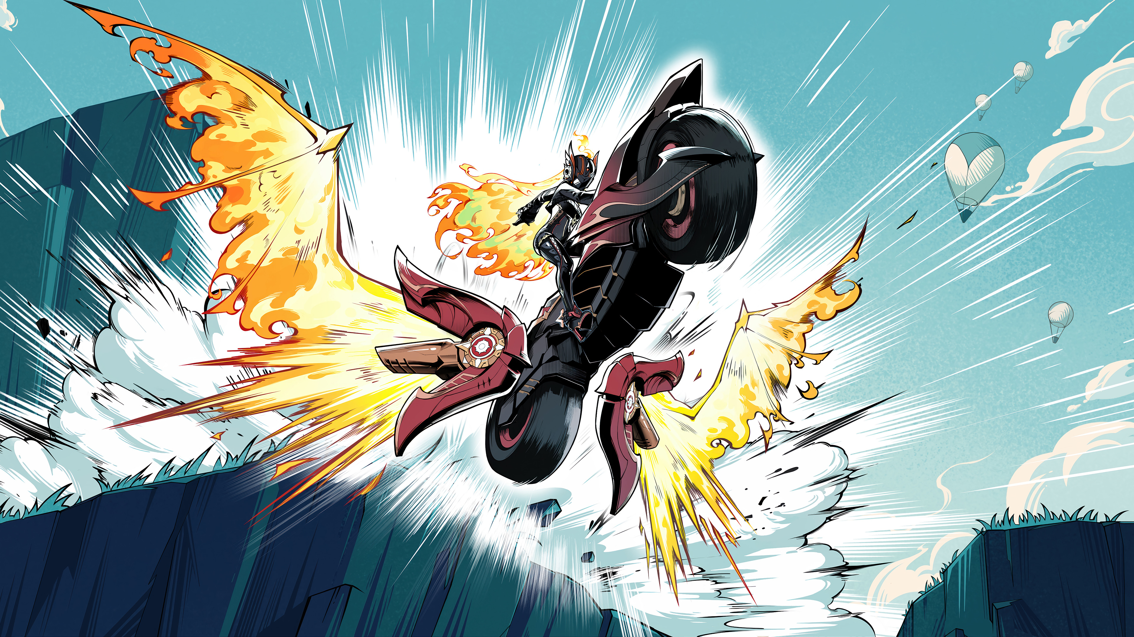 Mavuika Genshin Impact Motorcycle Wallpaper 4K HD PC c