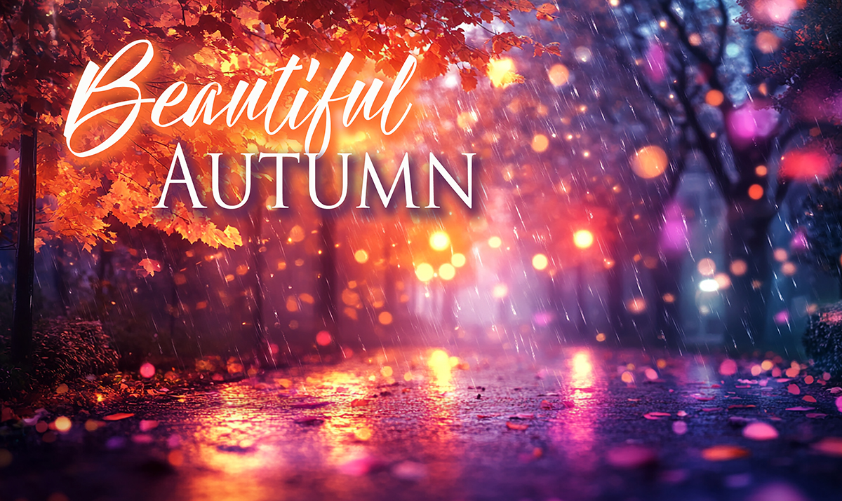 Beautiful Autumn and Orange Park Scene