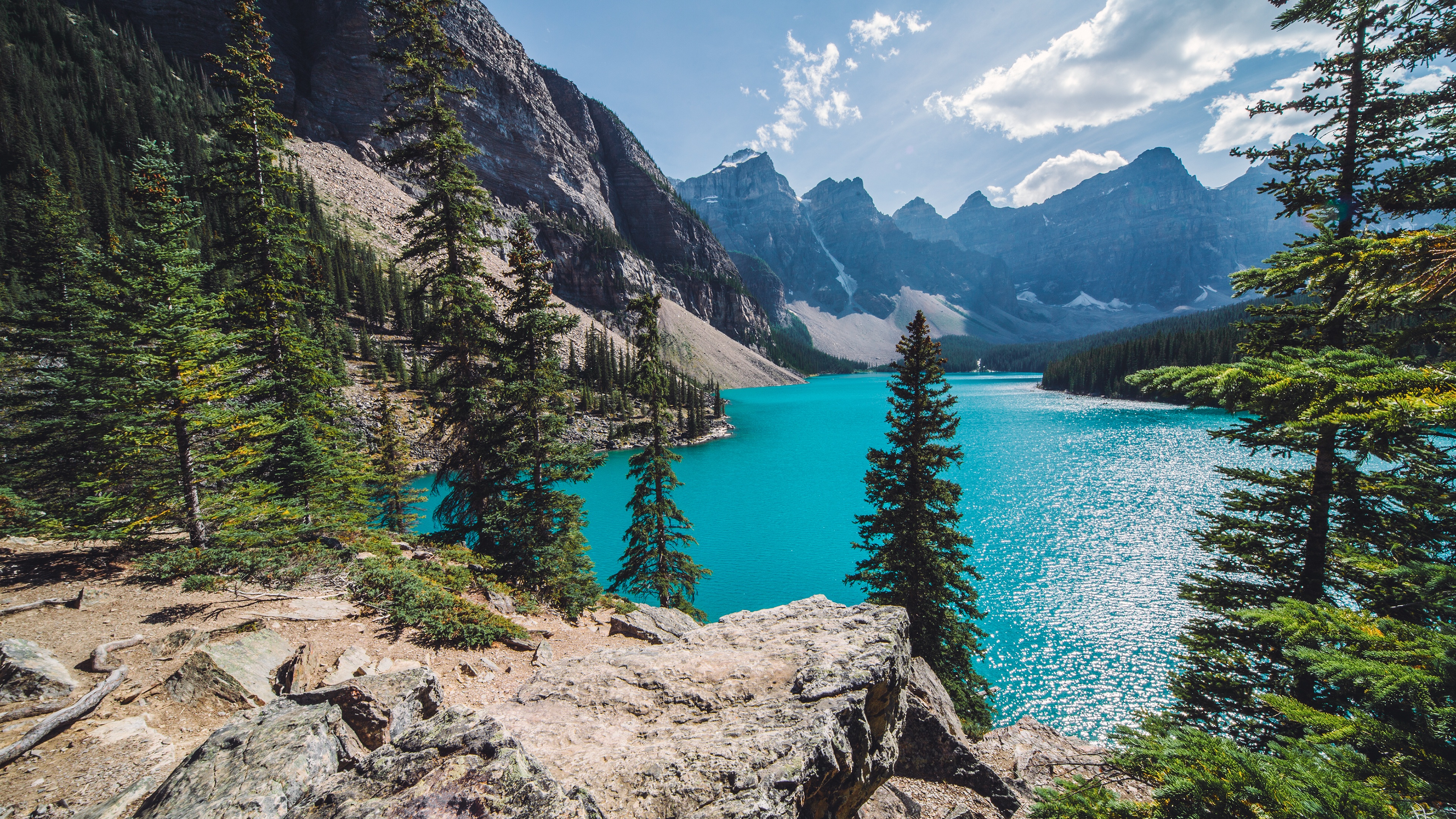 Moraine Lake Wallpaper 4K, Summer, Canada
