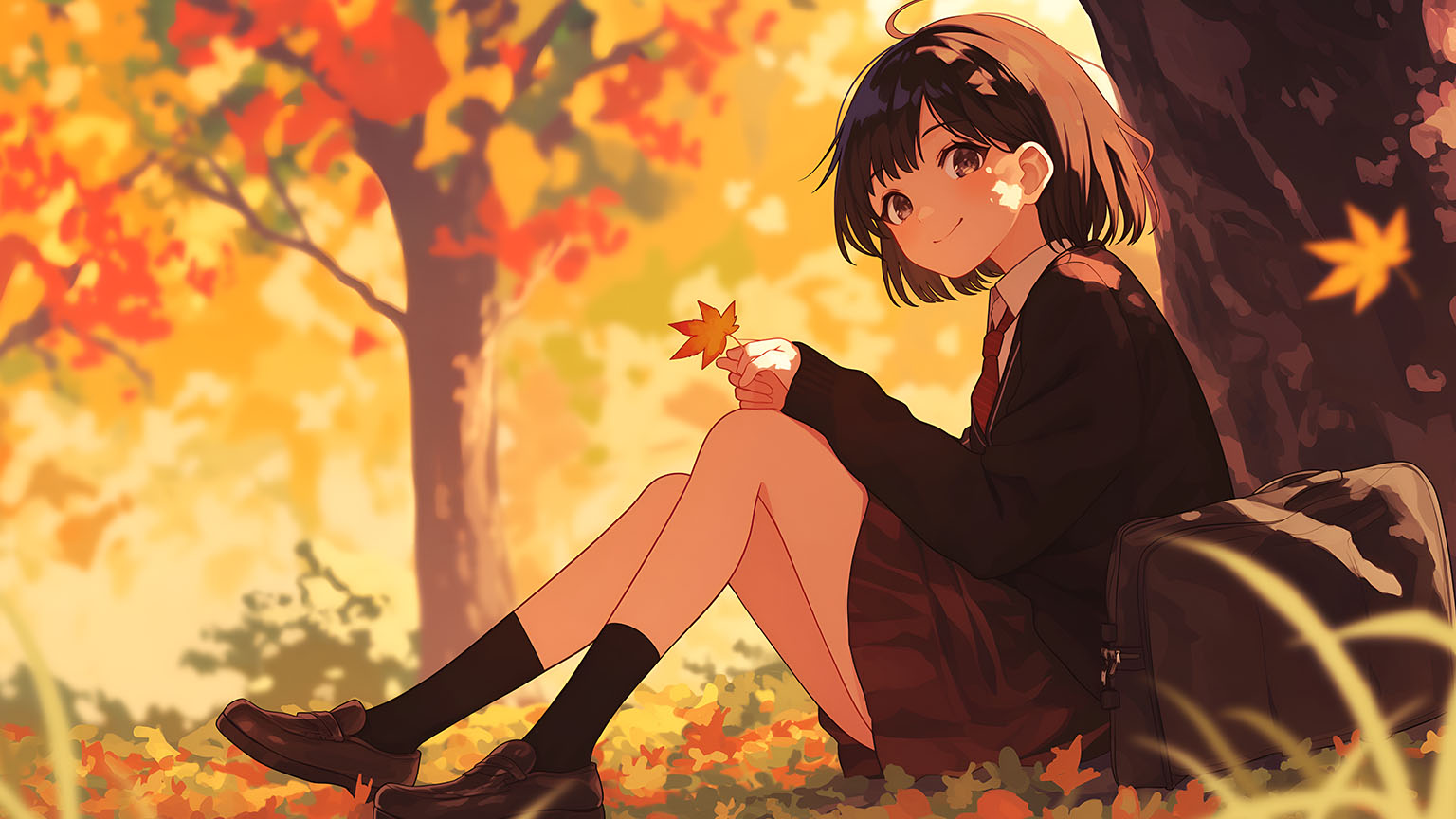 Anime Girl Fall Wallpaper in HD & 4K
