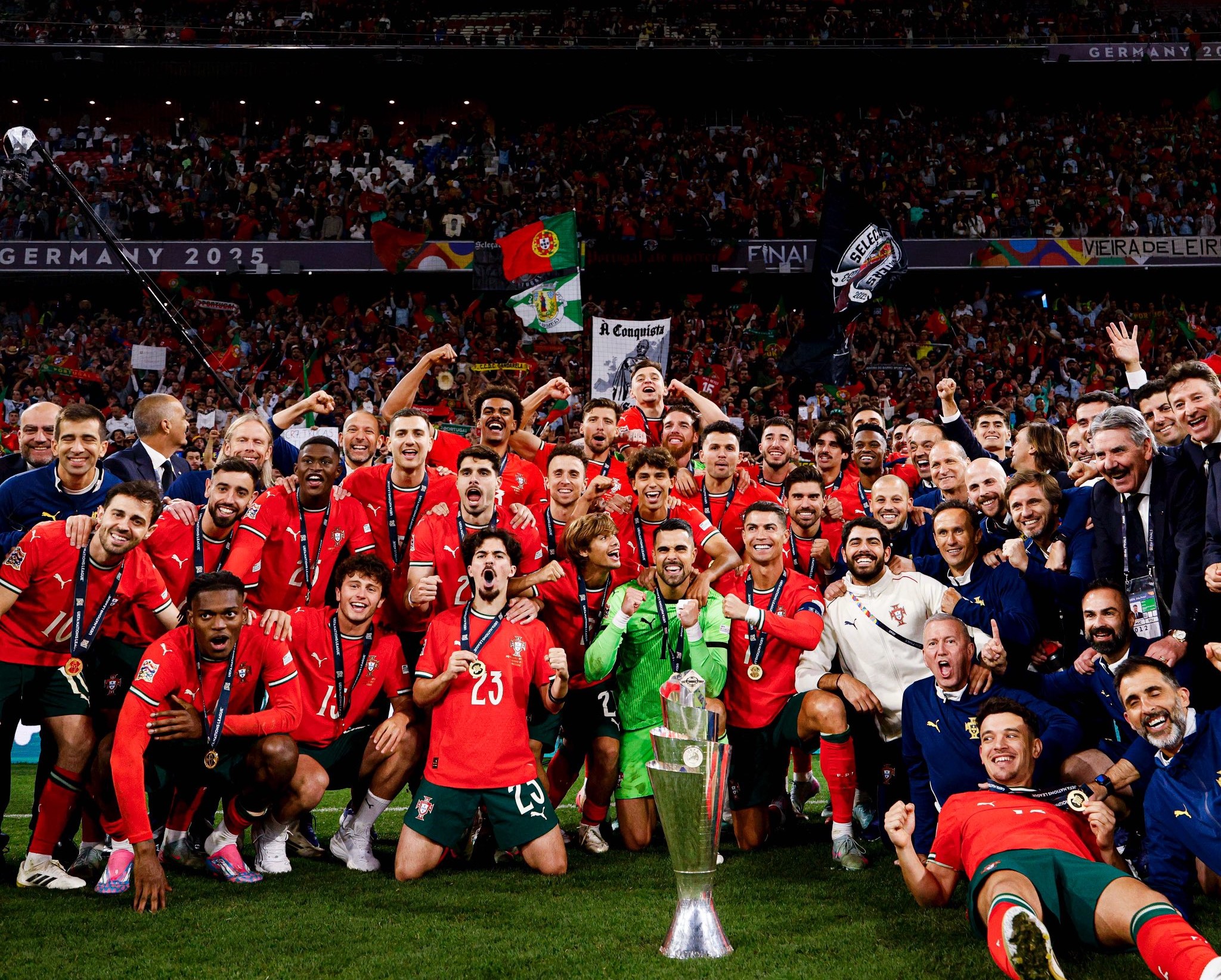 Portugal National Football Team Champions HD Wallpaper with Cristiano Ronaldo Celebration