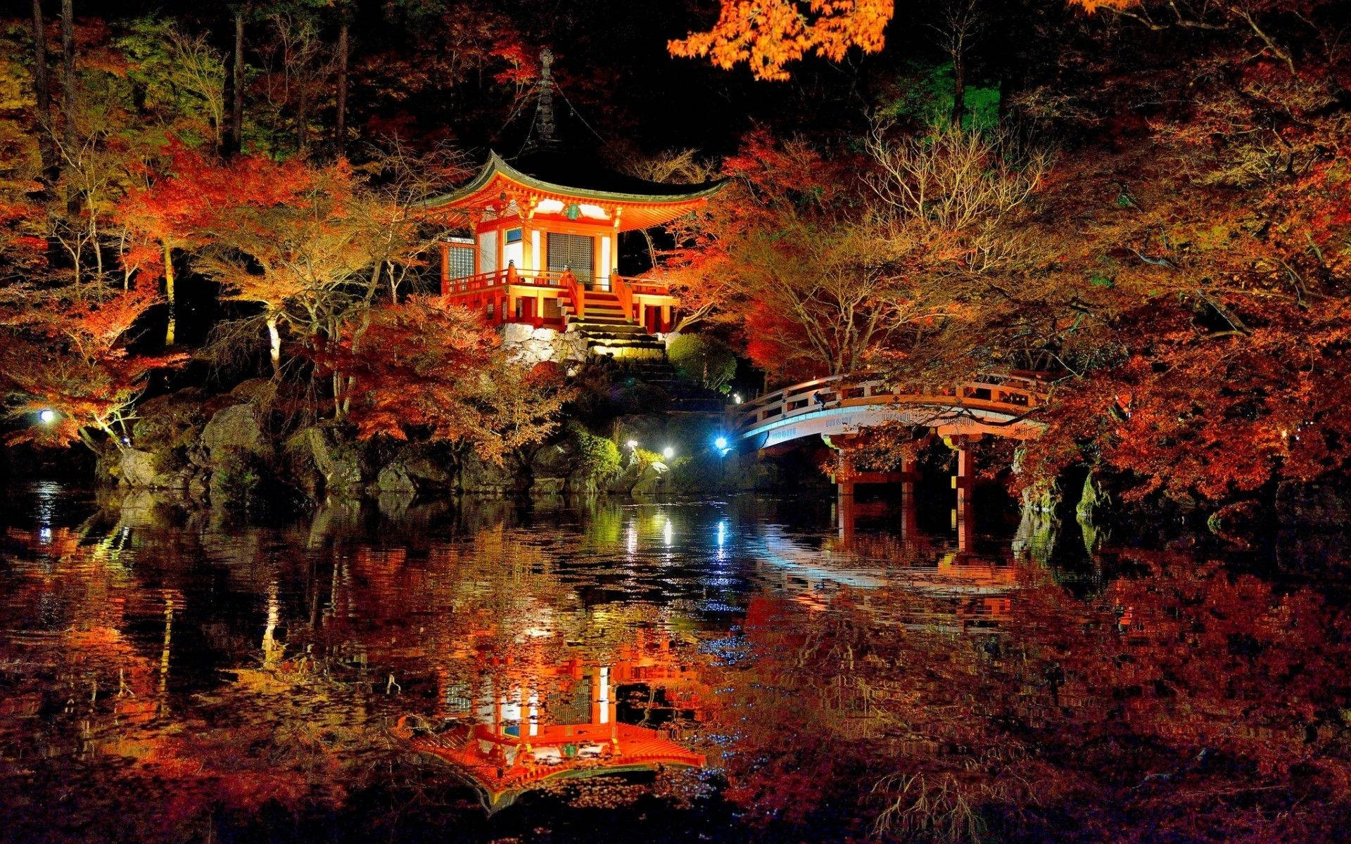 Download Trending Autumn Night Japanese Daigoji Temple Wallpaper