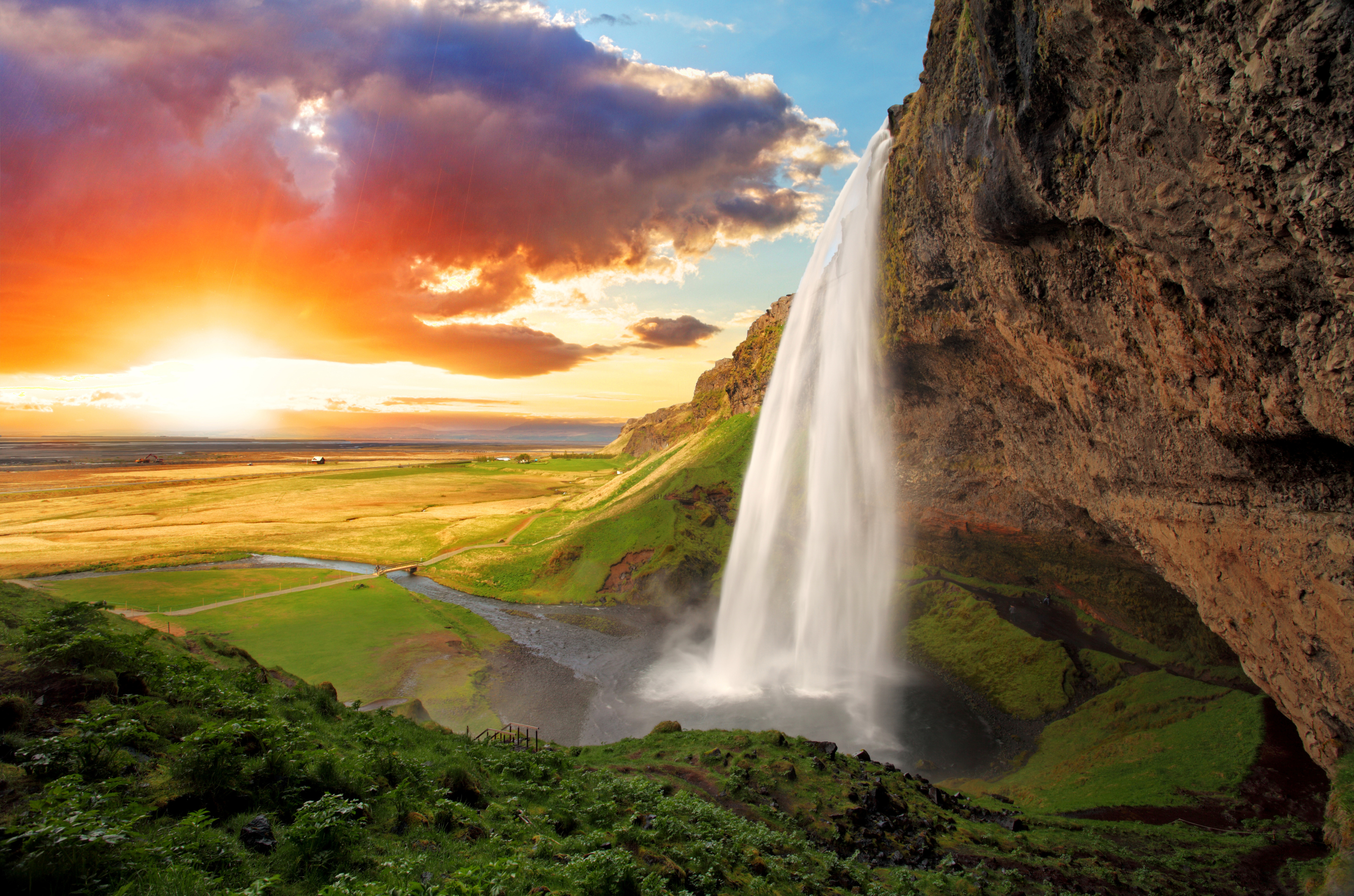 The Seljalandsfoss Waterfall In Iceland Wall Mural