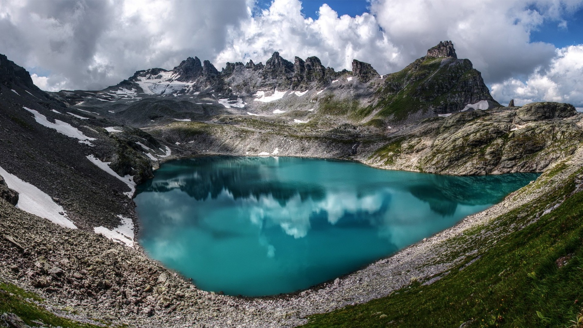Download Cloud Alps Ridge Mountain Nature Lake HD Wallpaper