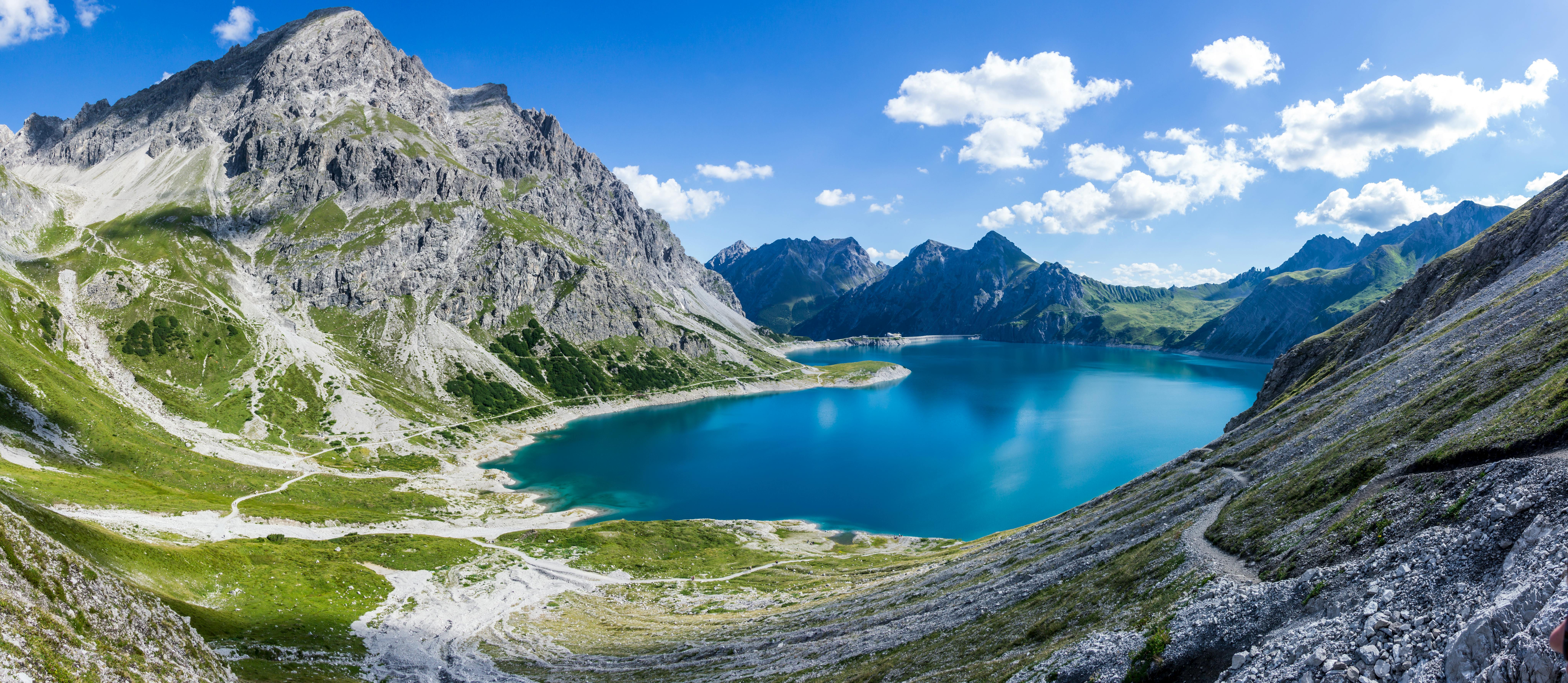 Scenic View of the Blue Lake in the Mountains · Free