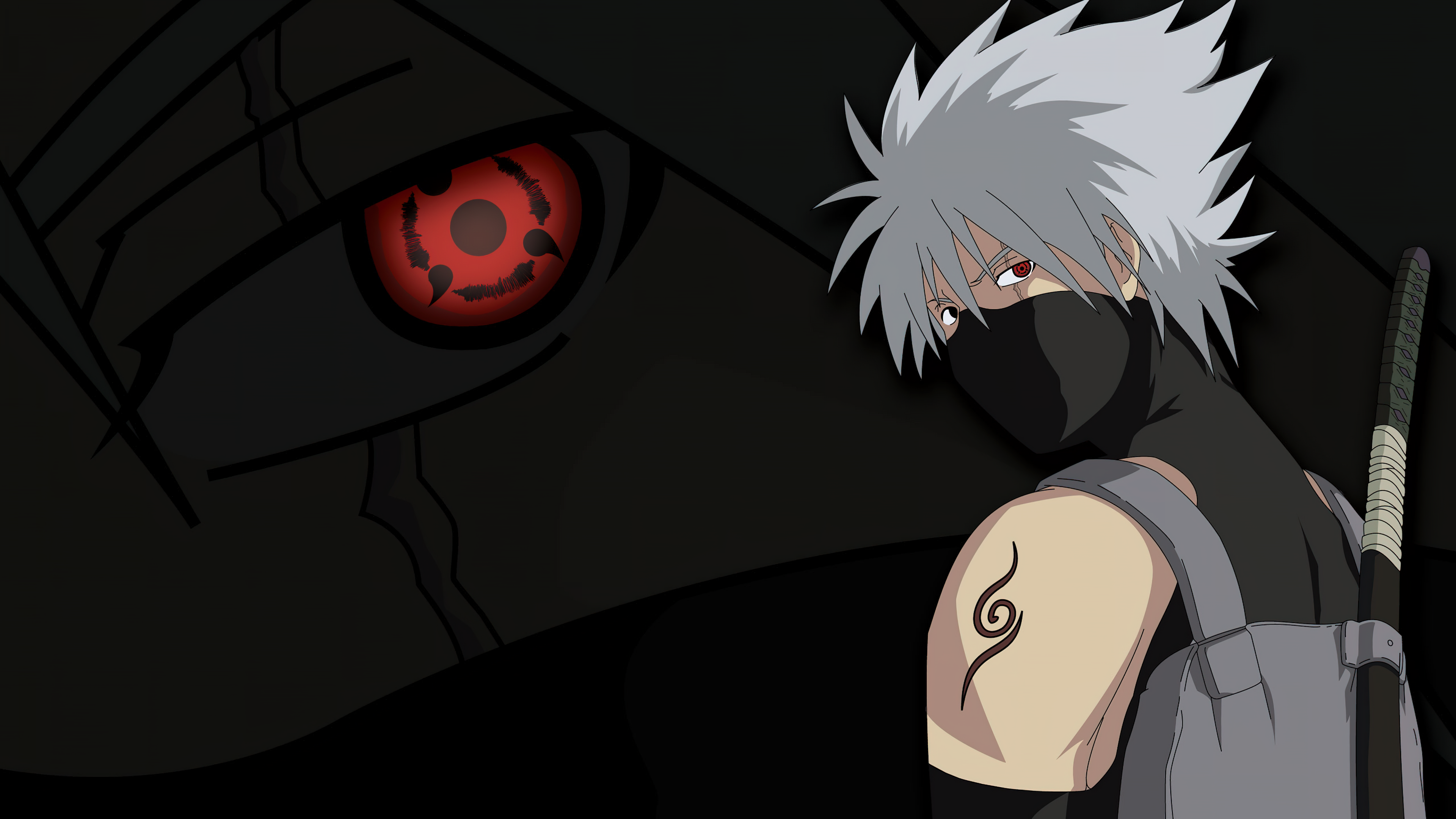 Kakashi Hatake Wallpaper 4K, Dark aesthetic, Sharingan, 5K