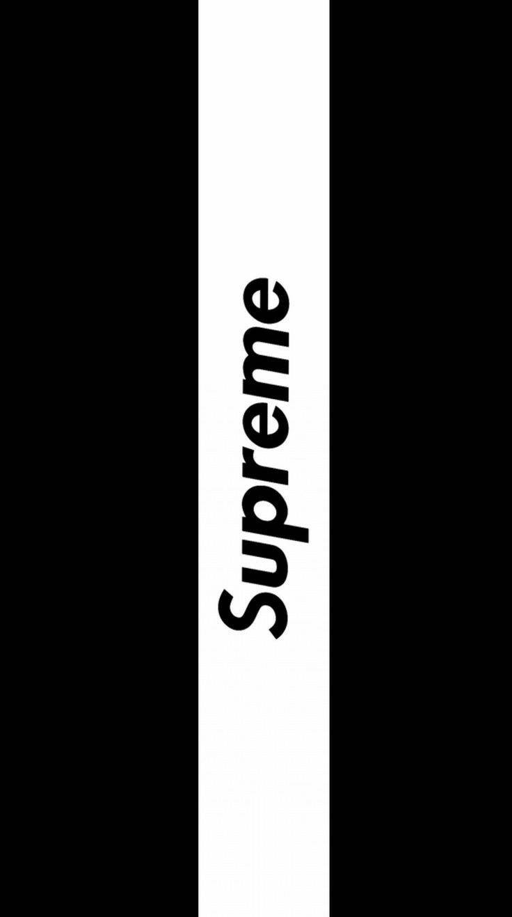 Download Black Supreme With White Vertical Stripe Wallpaper