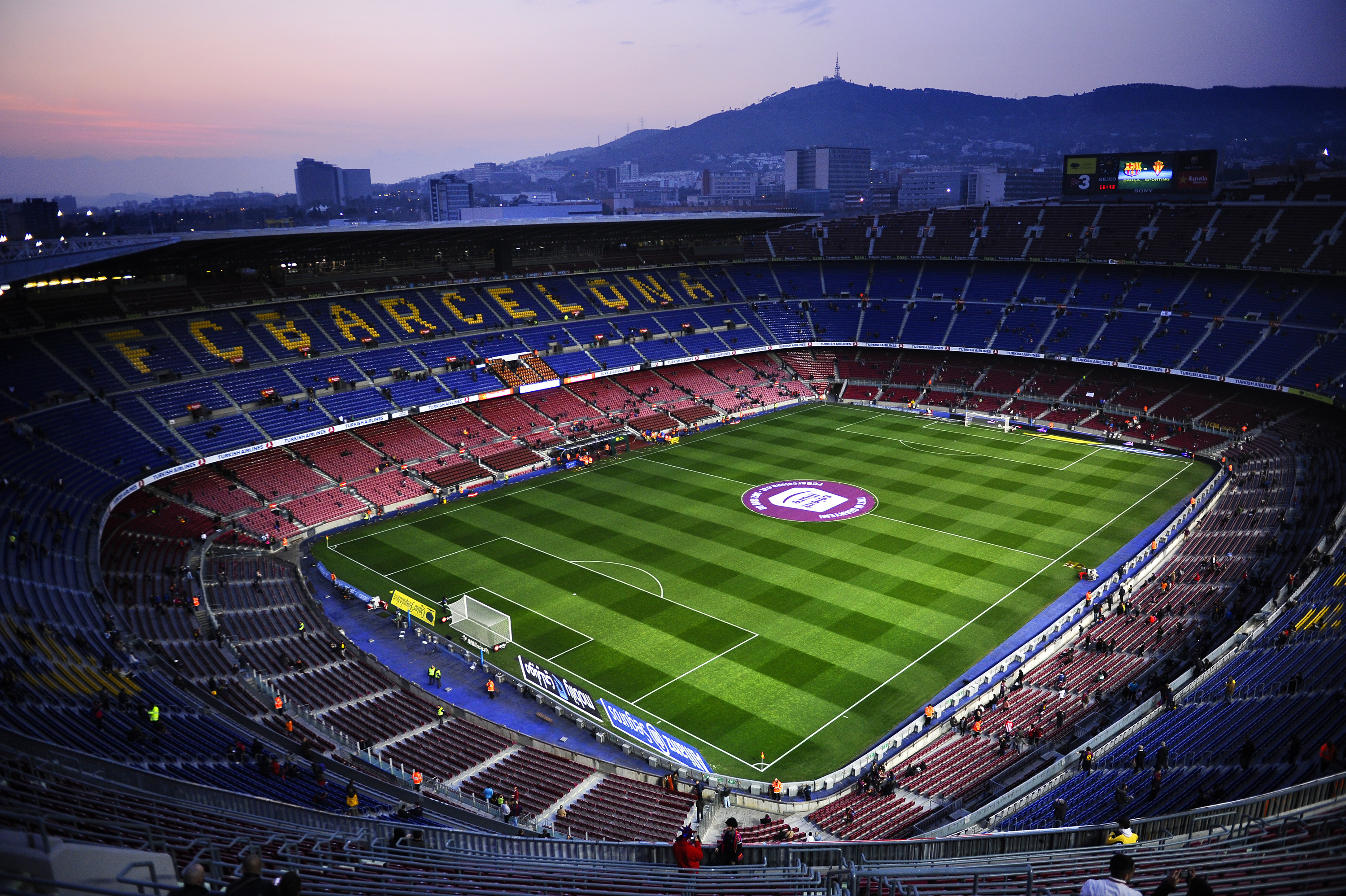 Wallpaper The evening, Field, Football, Barcelona, Stadium, Camp Nou, Camp Nou for mobile and desktop, section спорт, resolution 3000x1997