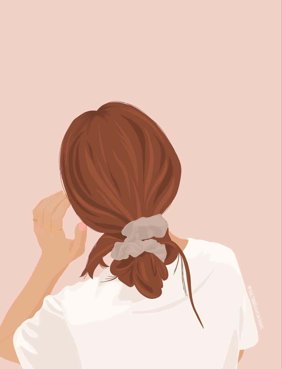 Download Teen Girl Messy Bun Illustration Art Wallpaper