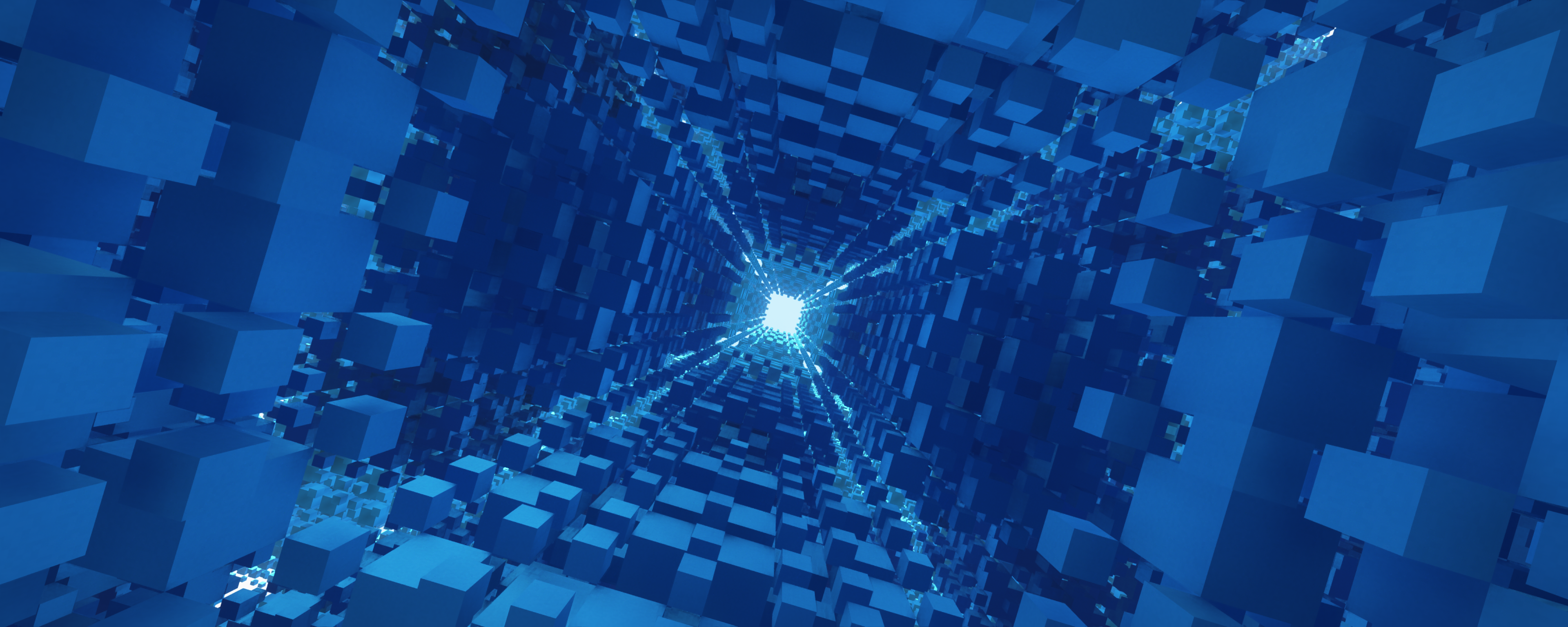 Blue Minecraft fractal wallpaper