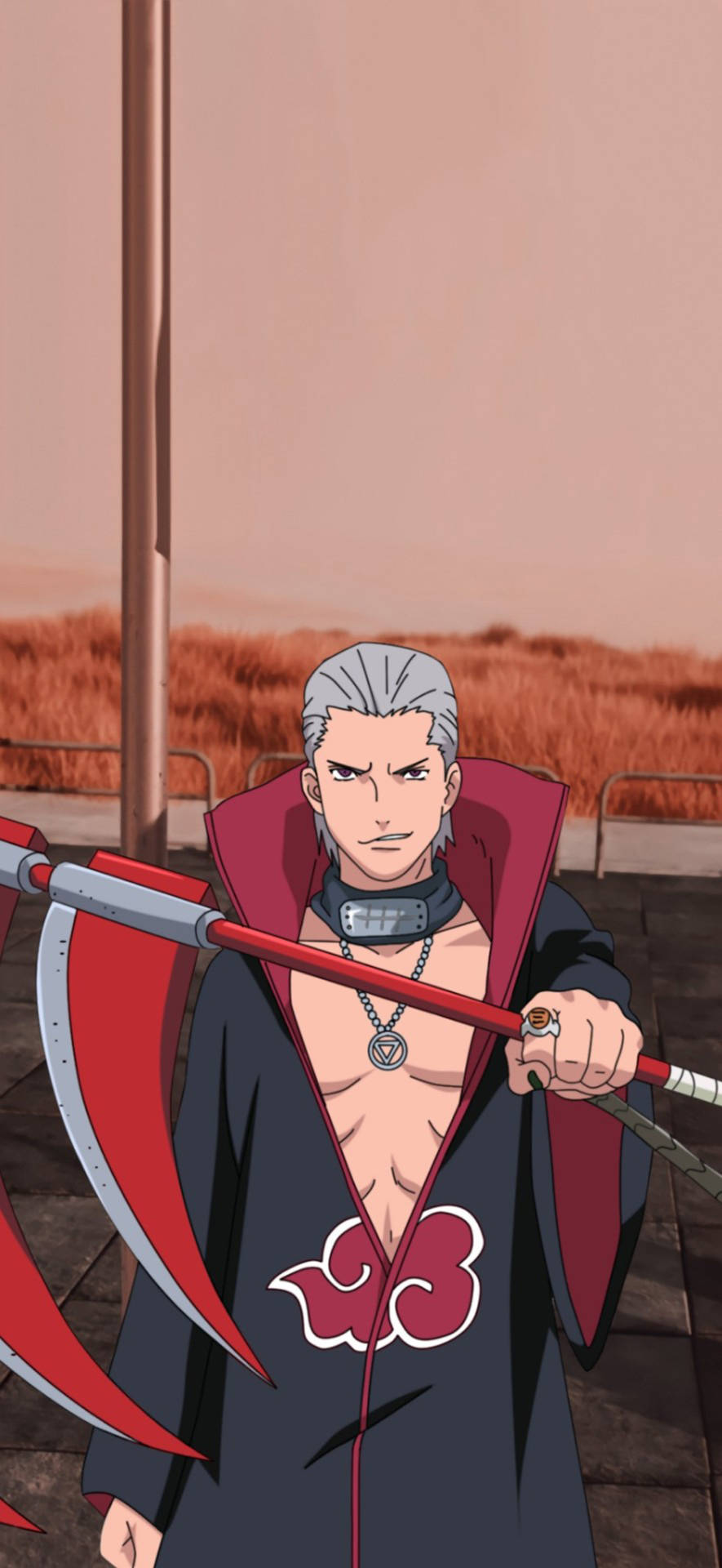 Download Hidan Akatsuki On Grass Road Wallpaper