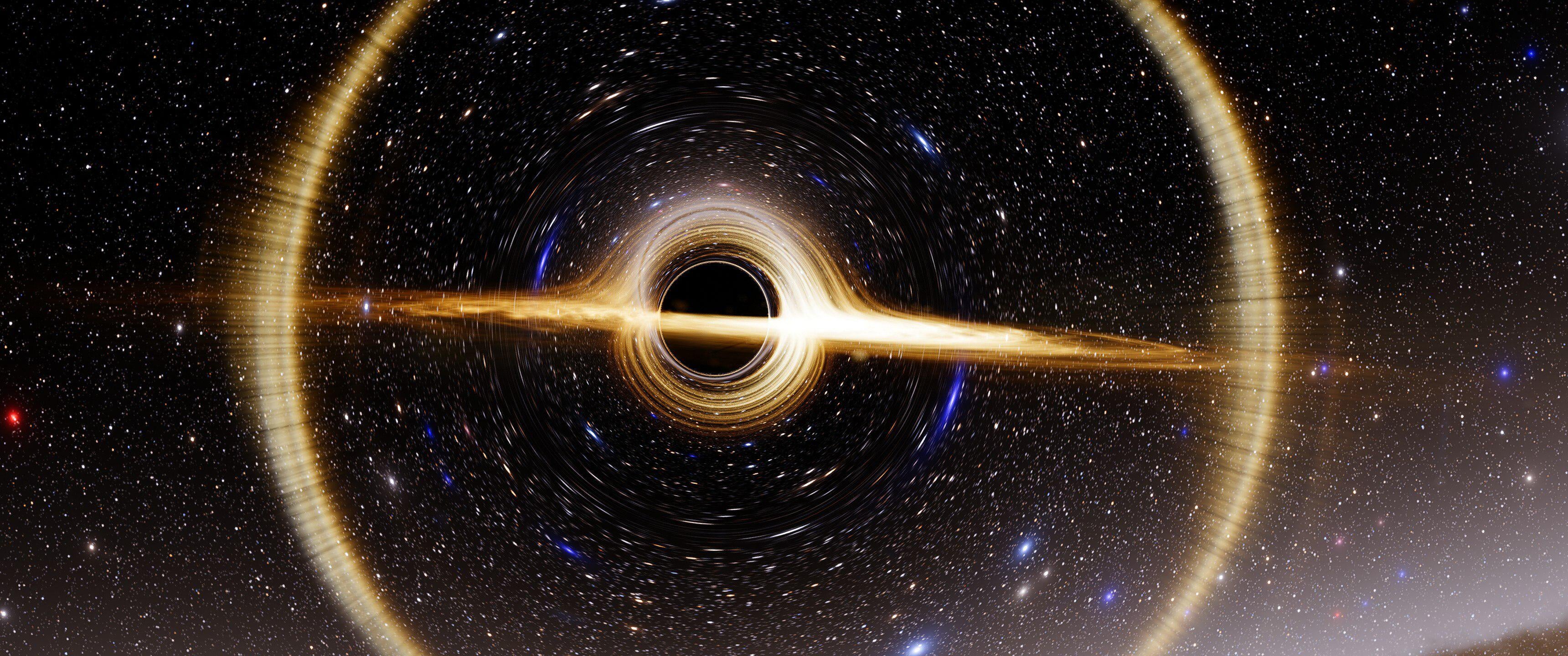 I managed to capture this incredible black hole in Space Engine and made it my wallpaper. It looks absolutely stunning with a resolution of 3440x1440
