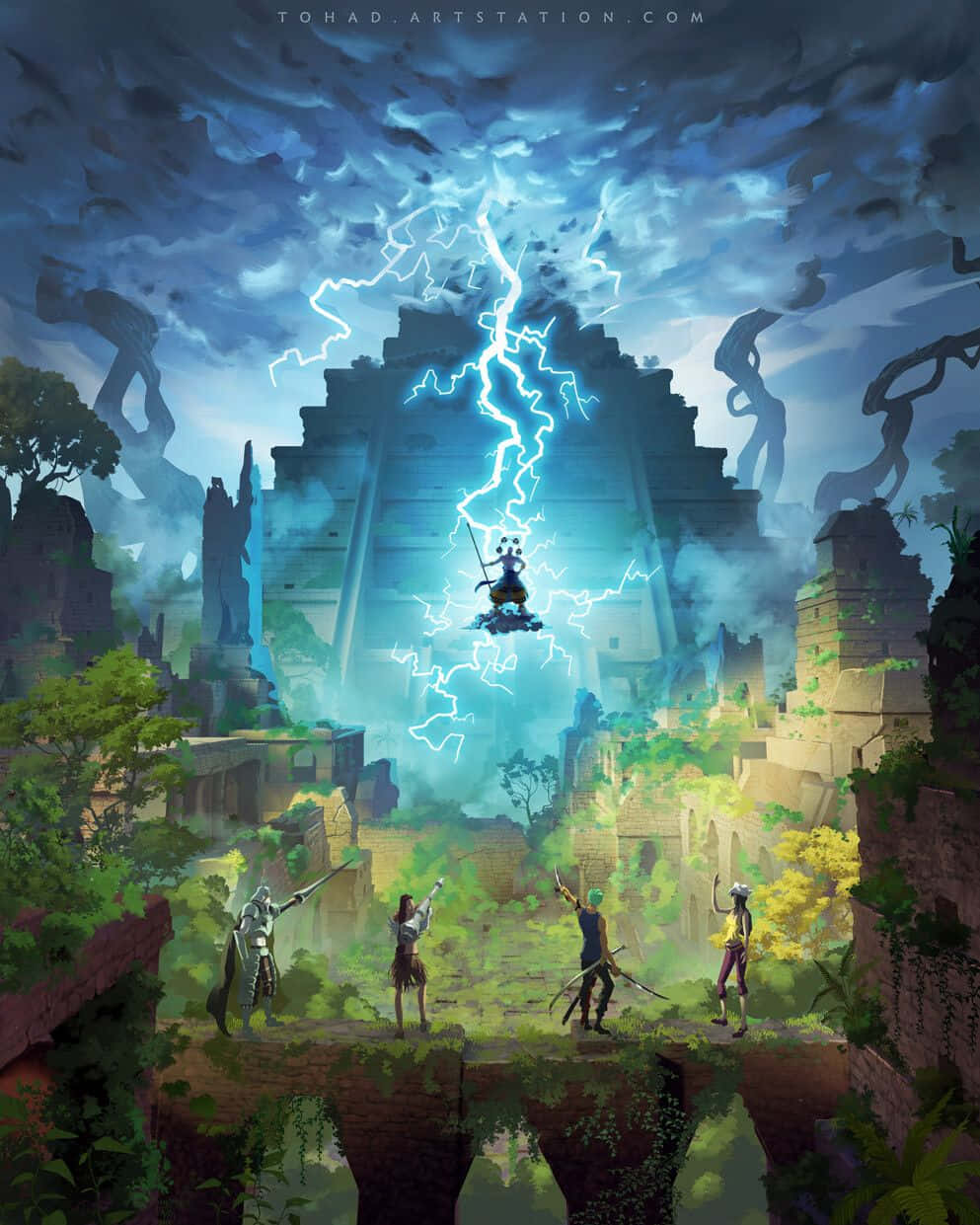 Download Explore the majestic floating kingdom of Skypiea Wallpaper